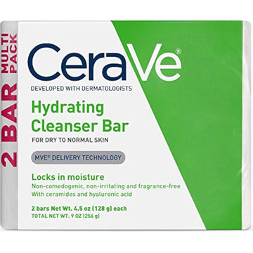 CeraVe Hydrating Cleanser Bar, Soap-Free Body and Facial Cleanser with 5% Moisturizing Cream, Fragrance-Free, 2-Pack, 4.5 Ounce Each CeraVe buy supplements canada