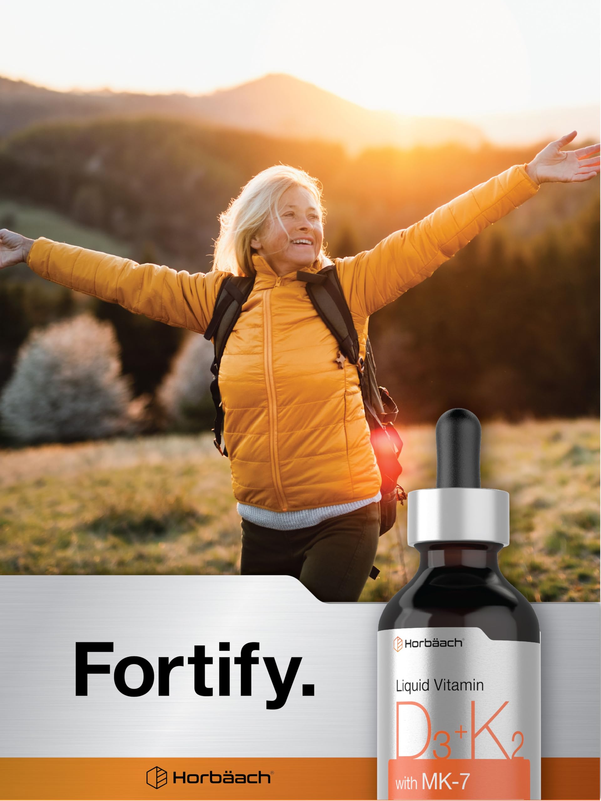 Horbäach Vitamin D3 + K2 Liquid Drops | with MK7 | 2 Fl Oz | Vegetarian | Non-GMO Horbäach buy supplements canada