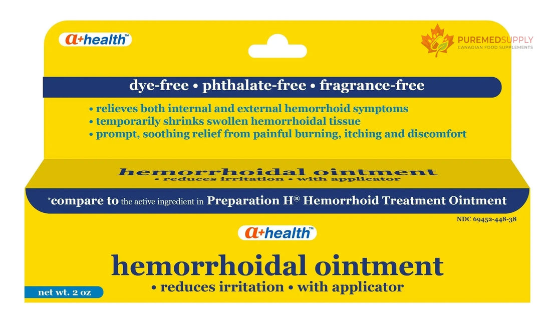 A+Health Hemorrhoid Treatment, Hemorrhoidal Ointment Relieves Symptoms of Burning, Itching, Discomfort, 2 Ounce Tube with Applicator, Reduces Irritation and Pain Relief A+Health buy supplements canada