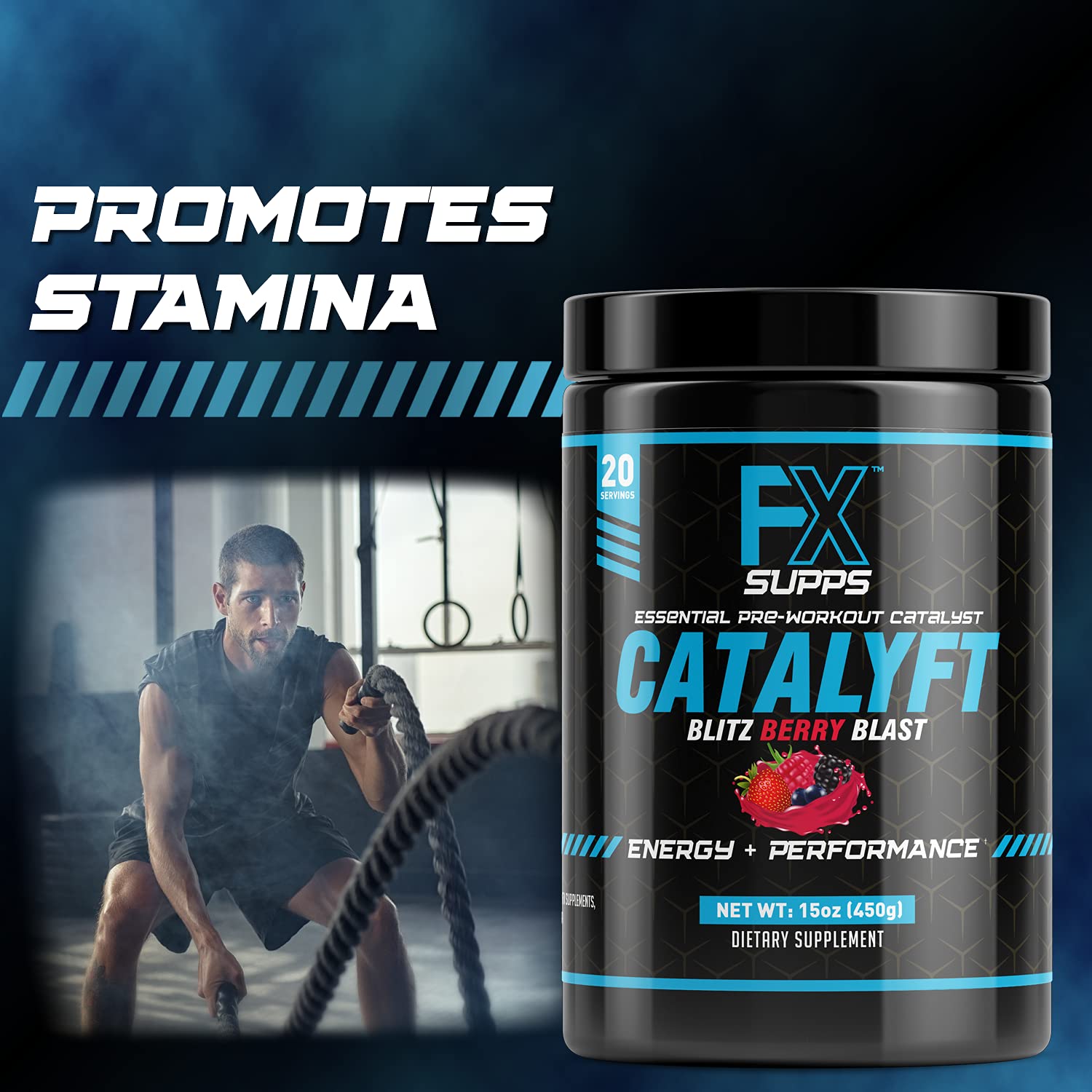 FX Supps Catalyft Pre-Workout PowderDrink for Men and Women Blitz Berry Blast Dietary FXSUPPS buy supplements canada