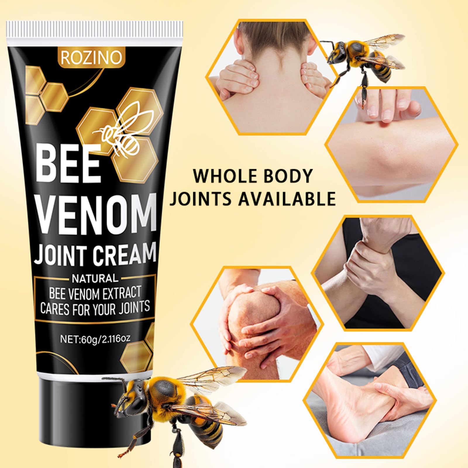 Bee Venom Joint Cream for Knees & Joints - Lightweight Moisturizing Cream for Dry Skin, Fast Absorbing & Non-Greasy Formula - Supports Comfortable Movement (2.116OZ) Generic buy supplements canada
