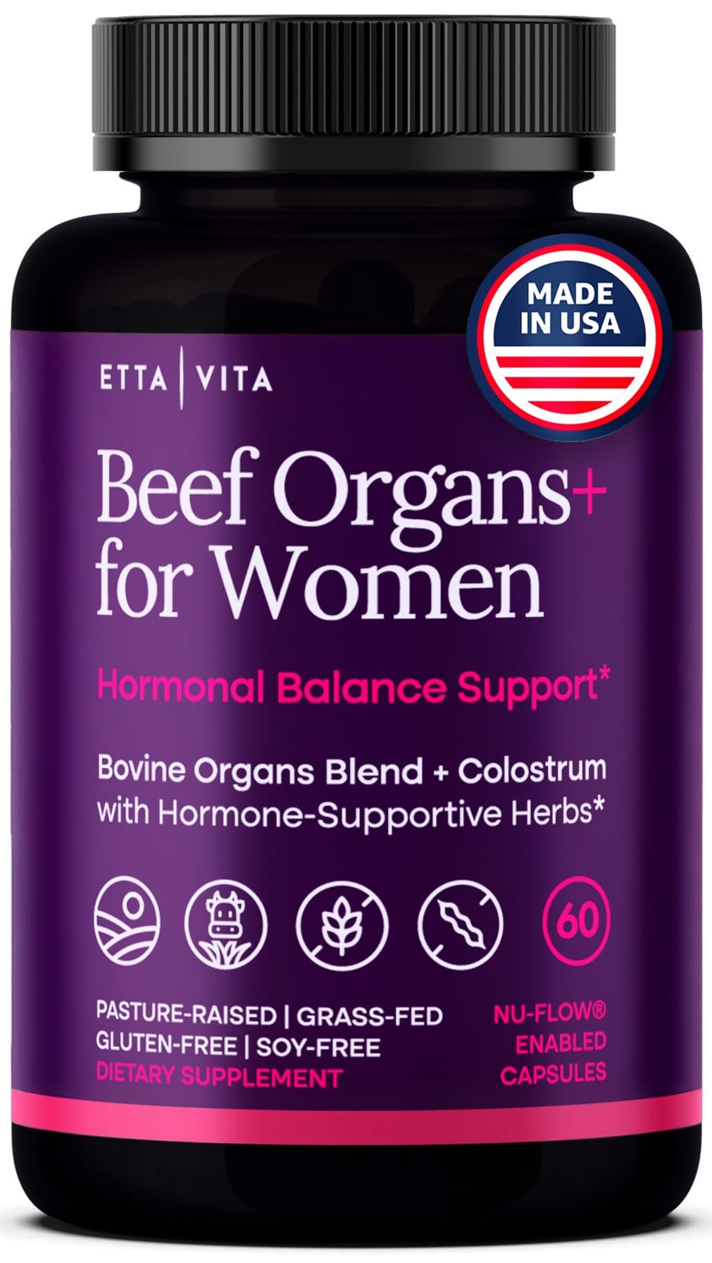 Primal Beef Organ Supplement for Women (Made in USA) Boosted w Shatavari, Maca, Ashwagandha, and Chasteberry - Grass Fed Uterus, Ovary, Liver, Kidney, Heart Bone Matrix Etta Vita buy supplements canada