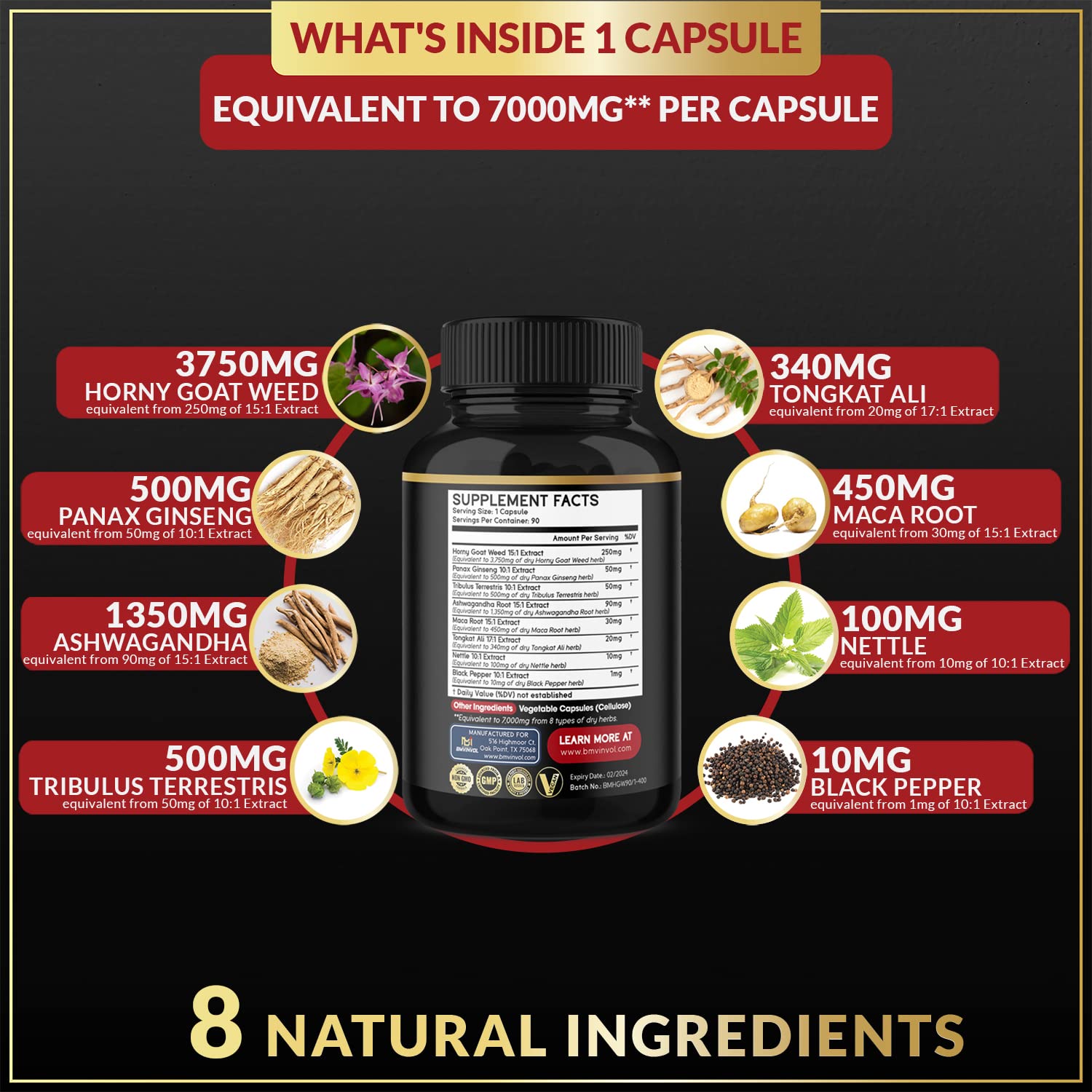 BMVINVOL Horny Goat Weed Capsules - 7000mg Herbal Equivalent BMVINVOL buy supplements canada