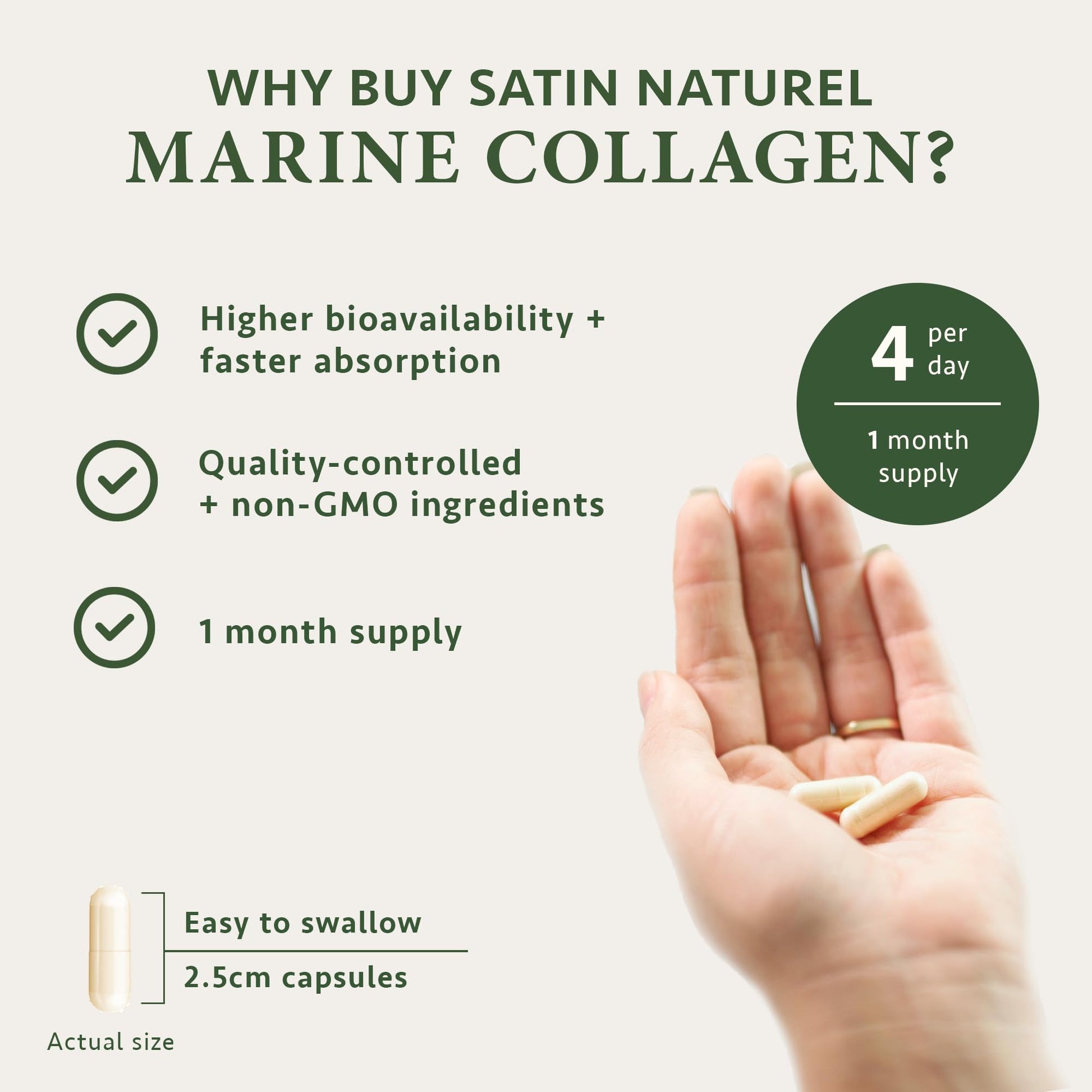 Marine Collagen Capsules with Hyaluronic Acid + Vitamin C 2400mg - High Strength Collagen SatinNaturel buy supplements canada