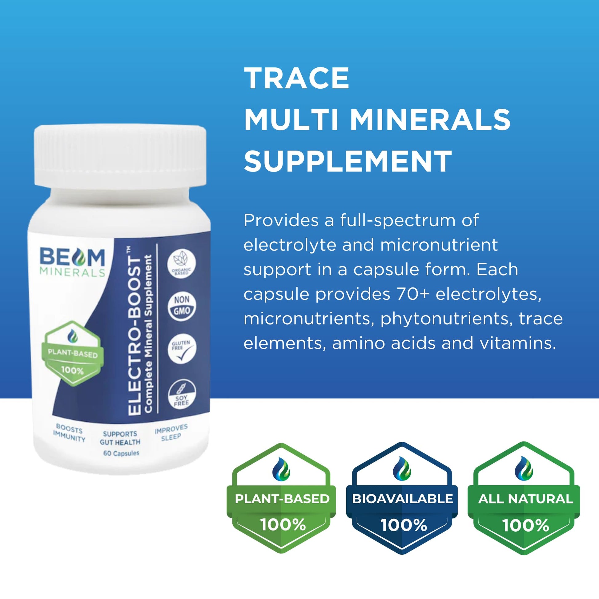 Beam Minerals Complete Multi-Mineral Capsules | Electro-Boost Plant-Based Electrolytes and Micronutrients for Men and Women | Help to Boost Immunity, Support Gut Health BEAM MINERALS buy supplements canada