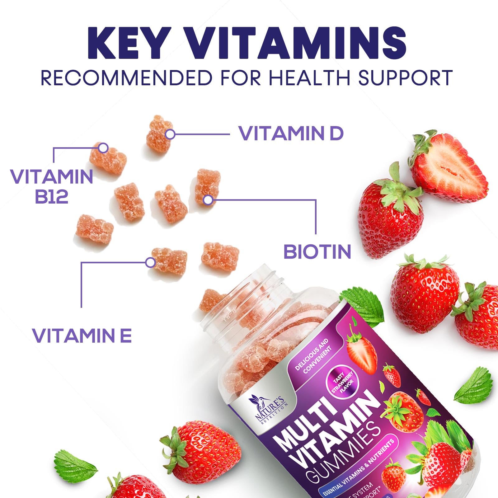 Multivitamin Gummies for Adults - Daily Adult Multivitamins Gummy with Vitamins A, C, D, B12 for Women & Men Nature's Nutrition buy supplements canada