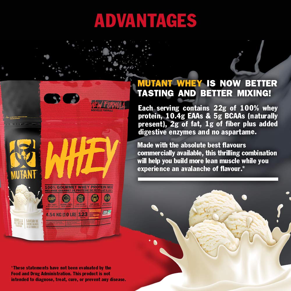 Mutant Whey – 100% Whey Protein Powder, Gourmet Taste, 22g of Protein, 10.4 g EAAs, 5 g BCAAs Mutant buy supplements canada