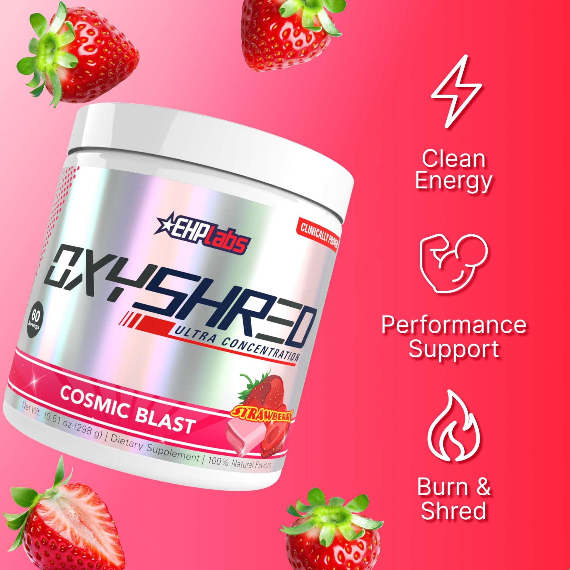 EHP Labs OxyShred Pre Workout Powder - Preworkout Powder with L Glutamine & Acetyl L Carnitine, Energy Boost Drink - Cosmic Blast, 60 Servings EHP Labs buy supplements canada