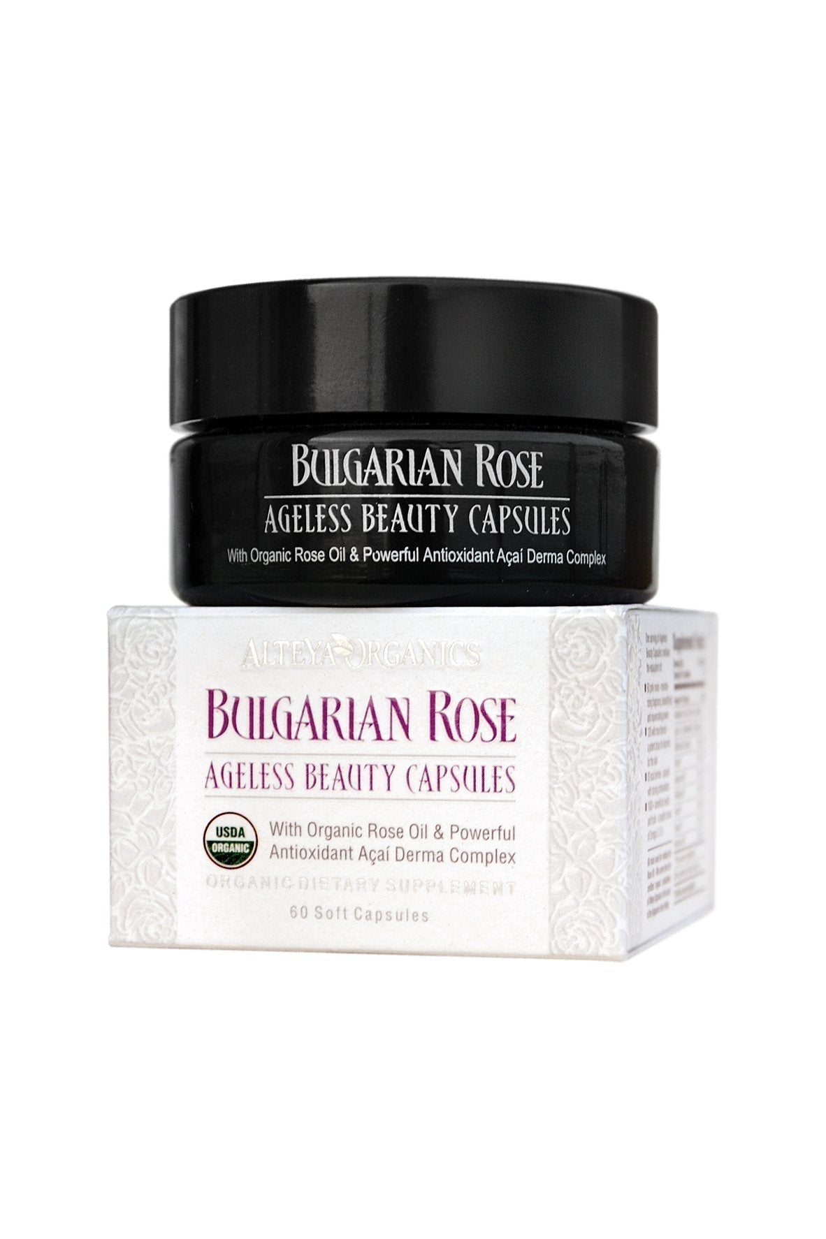 Alteya Organics Bulgarian Rose Ageless Beauty Capsules with Bulgarian Rose Oil and Antioxidant Acai Derma Complex - 30 Servings Alteya Organics buy supplements canada