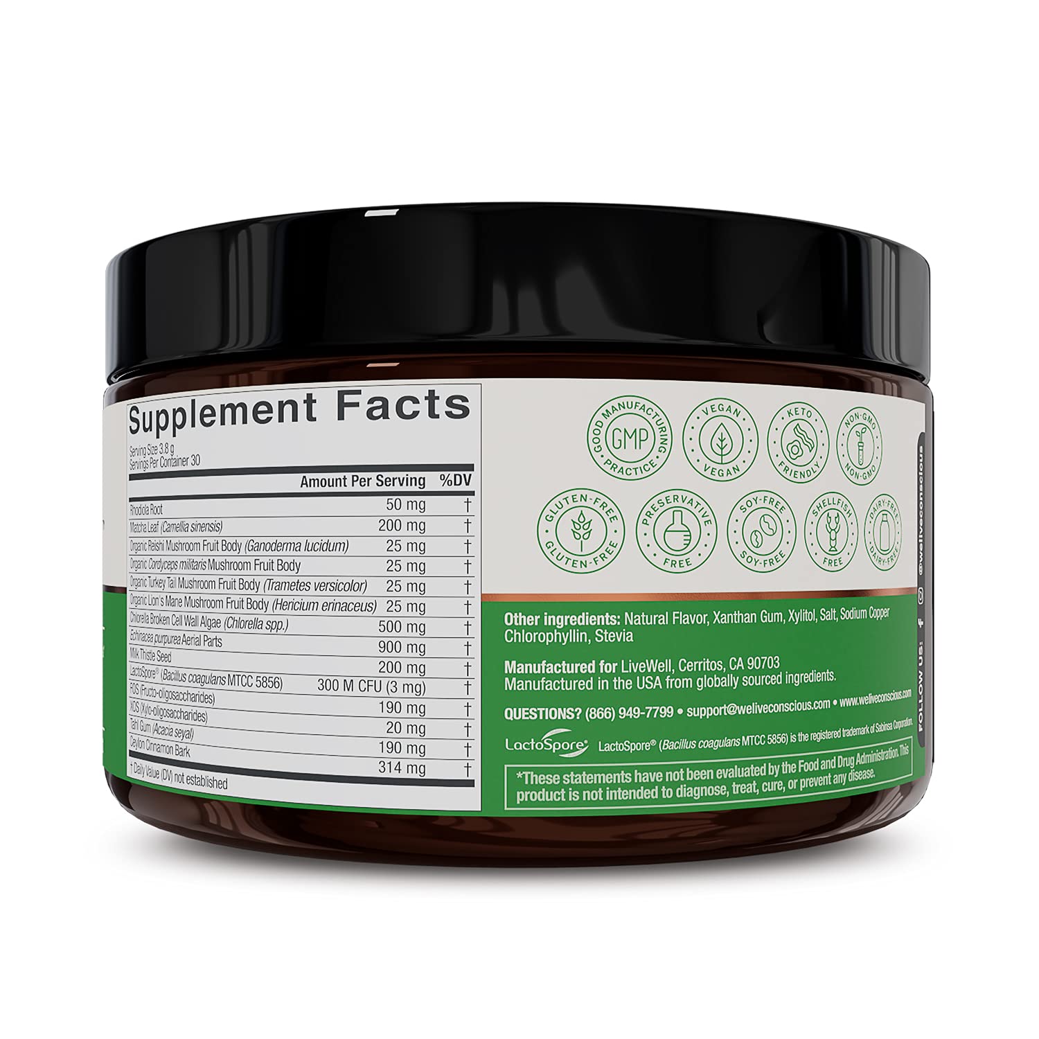 Live Conscious Beyond Greens Concentrated Superfood Powder - Matcha Flavor w/Chlorella, Echinacea, Probiotics for Immune Support & Energy - 30 Servings (2-Pack) Live Conscious buy supplements canada
