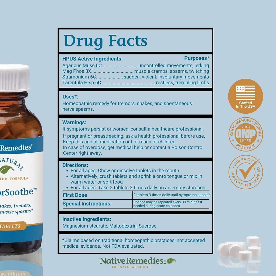 Native Remedies TremorSoothe - Natural Homeopathic Formula to Temporarily Control Shakes, Tremors, Muscle Spasms and Twitches -180 Tablets Native Remedies buy supplements canada