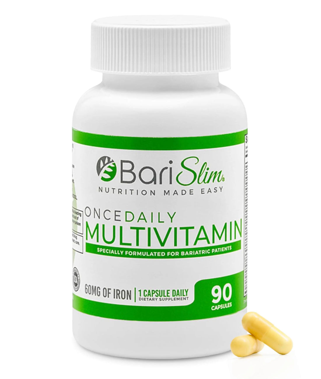 BariSlim Once Daily Bariatric Multivitamin Capsule - 60mg of Iron - Bariatric Vitamin & Supplement for Post WLS Surgery Including Gastric Bypass BariSlim buy supplements canada
