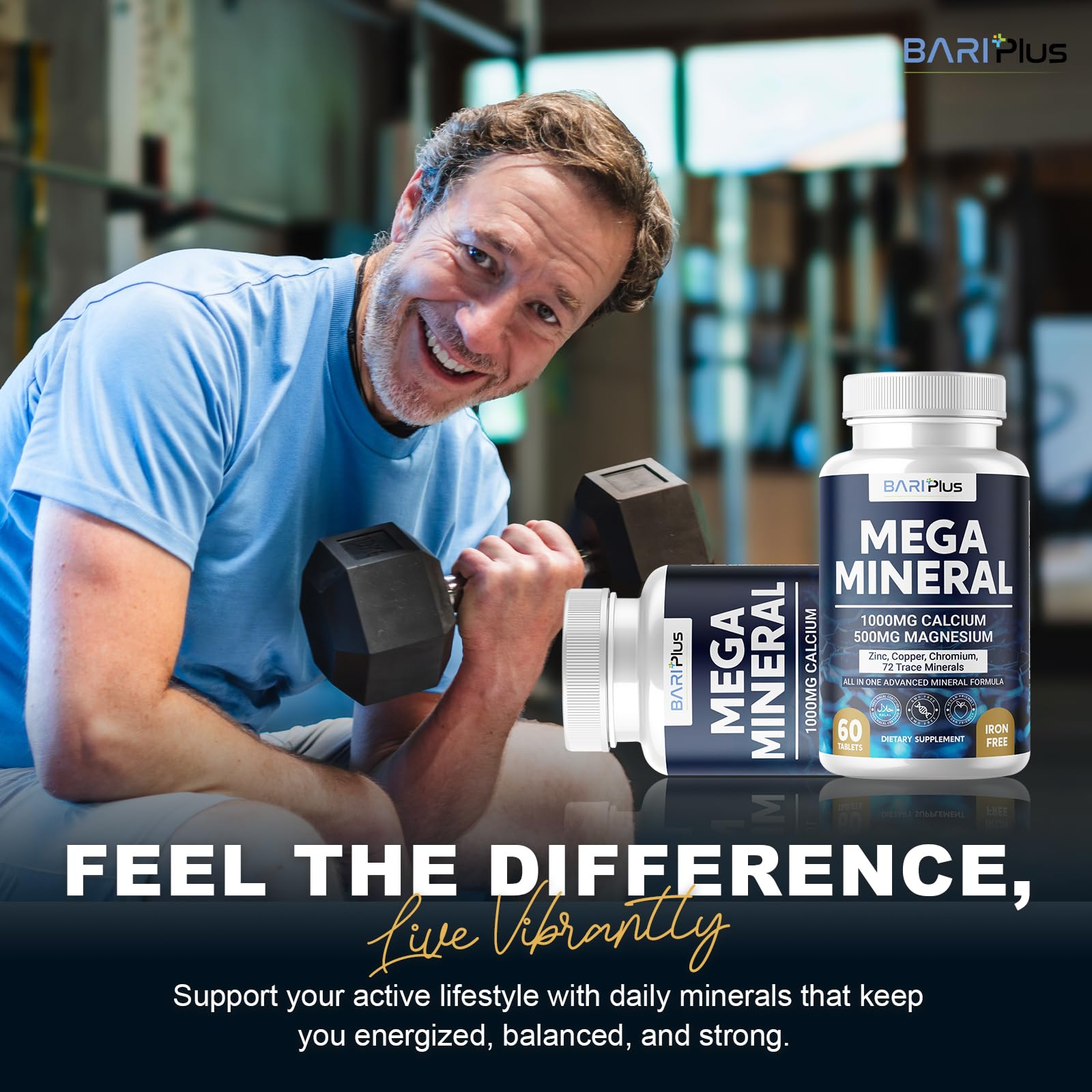 Mega Mineral – Complete Complex with Vitamin D, Calcium, Magnesium, Zinc, Potassium, Boron, Selenium, Chromium & Trace Minerals – Iron-Free – USA Made – 60 Tablets BARIPLUS buy supplements canada