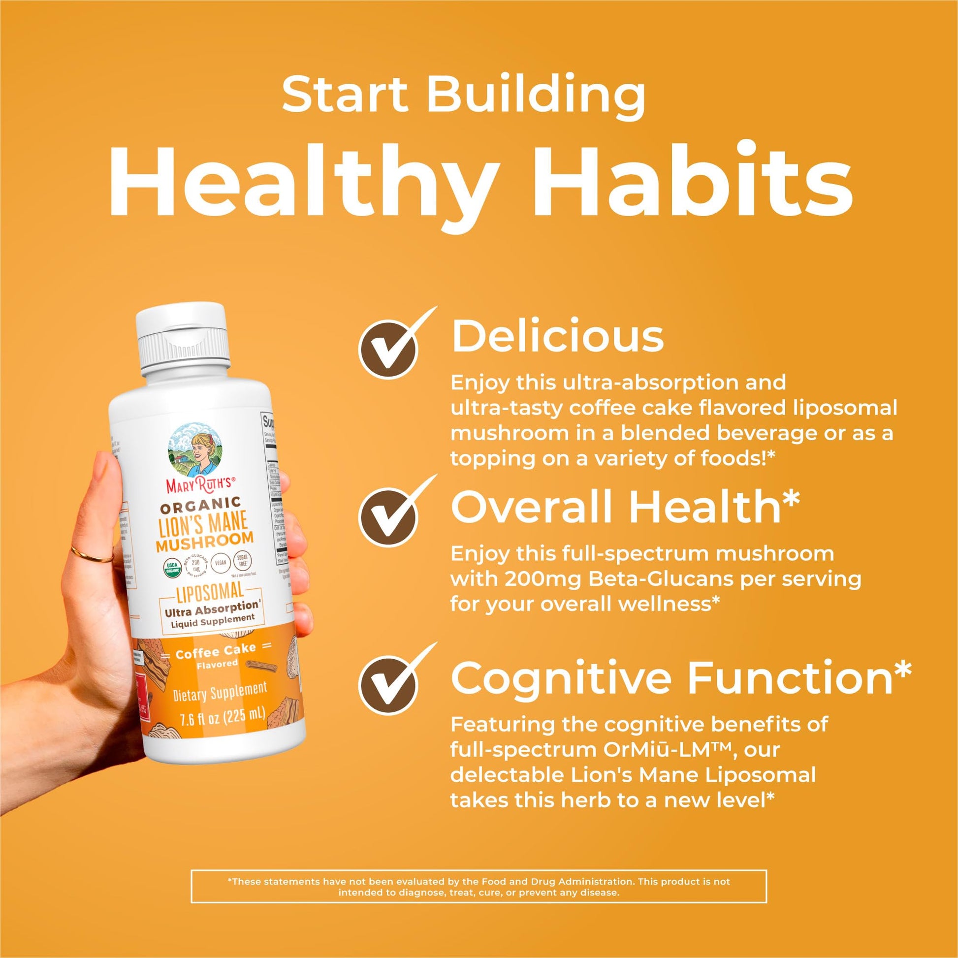 MaryRuth Organics Lions Mane Supplement | Ultra Absorption Liposomal | Full Spectrum Lion's Mane Mushroom | 200mg Beta-Glucans Per Serving | USDA Organic | Vegan | 7.6 oz | 15 Servings MARYRUTH'S buy supplements canada