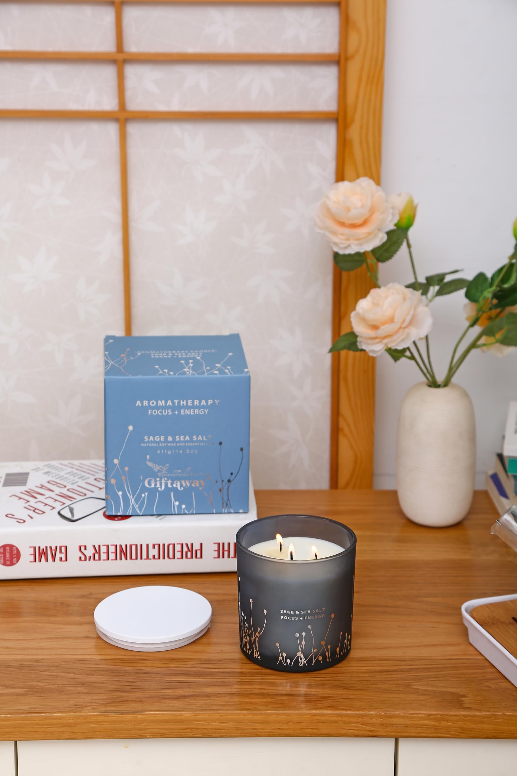 White Sage Sea Salt 3 Wick Candle 14.5 oz | Sage Candles for Cleansing House | Large Soy Candles GIFTAWAY buy supplements canada