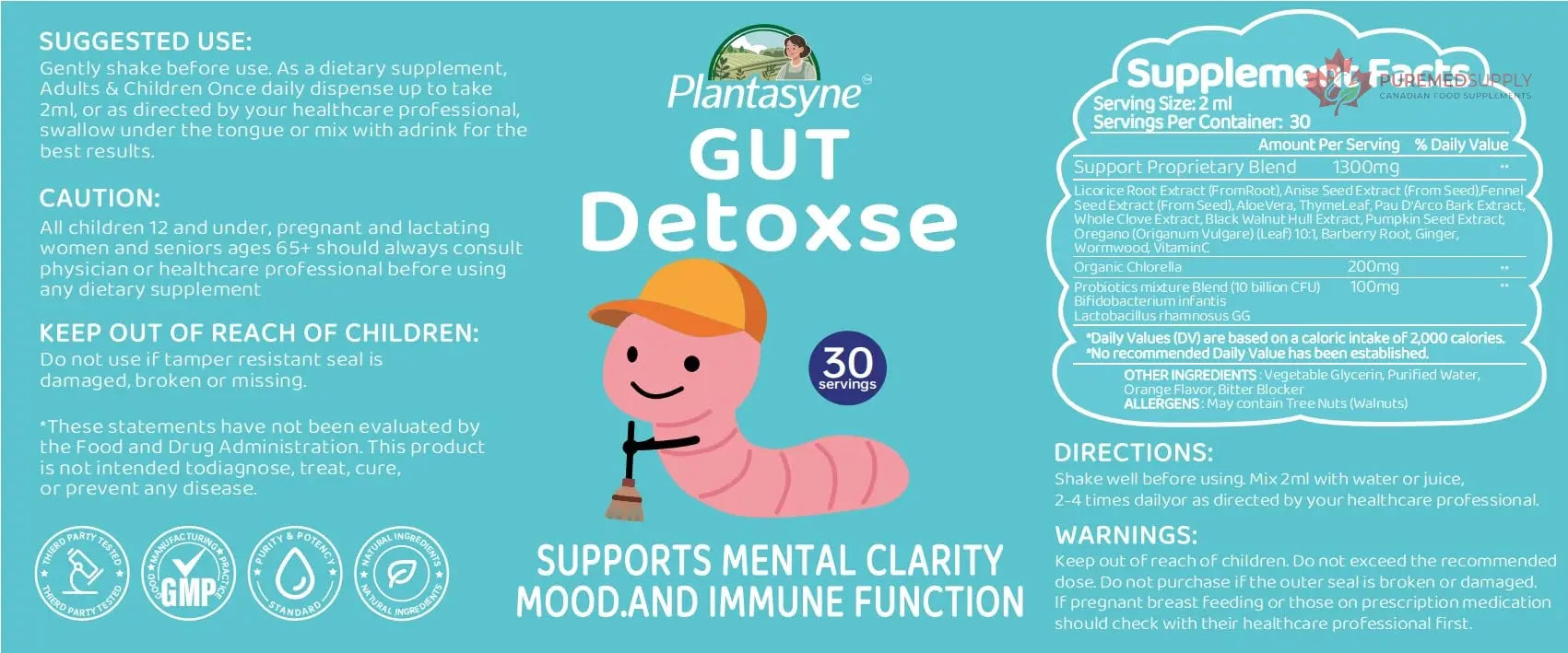 Plantasyne Herbal Gut Cleanse Drops with Black Walnut Hull & Barberry Root | Gentle Liquid Detox for Gut & Colon Support | for Adults & Kids|30 Servings Plantasyne buy supplements canada