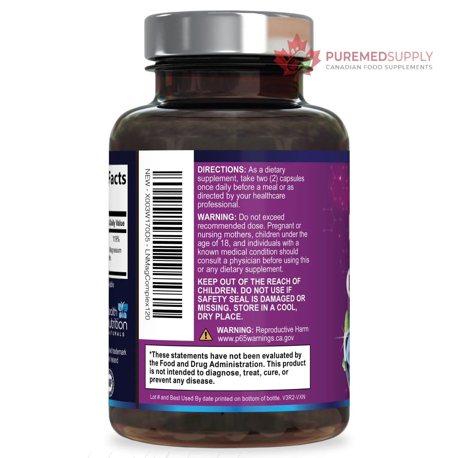 Magnesium Complex Capsules - 500mg per Serving Magnesium - High Absorption Chelated Mineral Supplement - with Oxide, Glycinate, Malate, Citrate for Muscle Bone and Heart Health Support - 120 Capsules Health Nutrition Naturals buy supplements canada