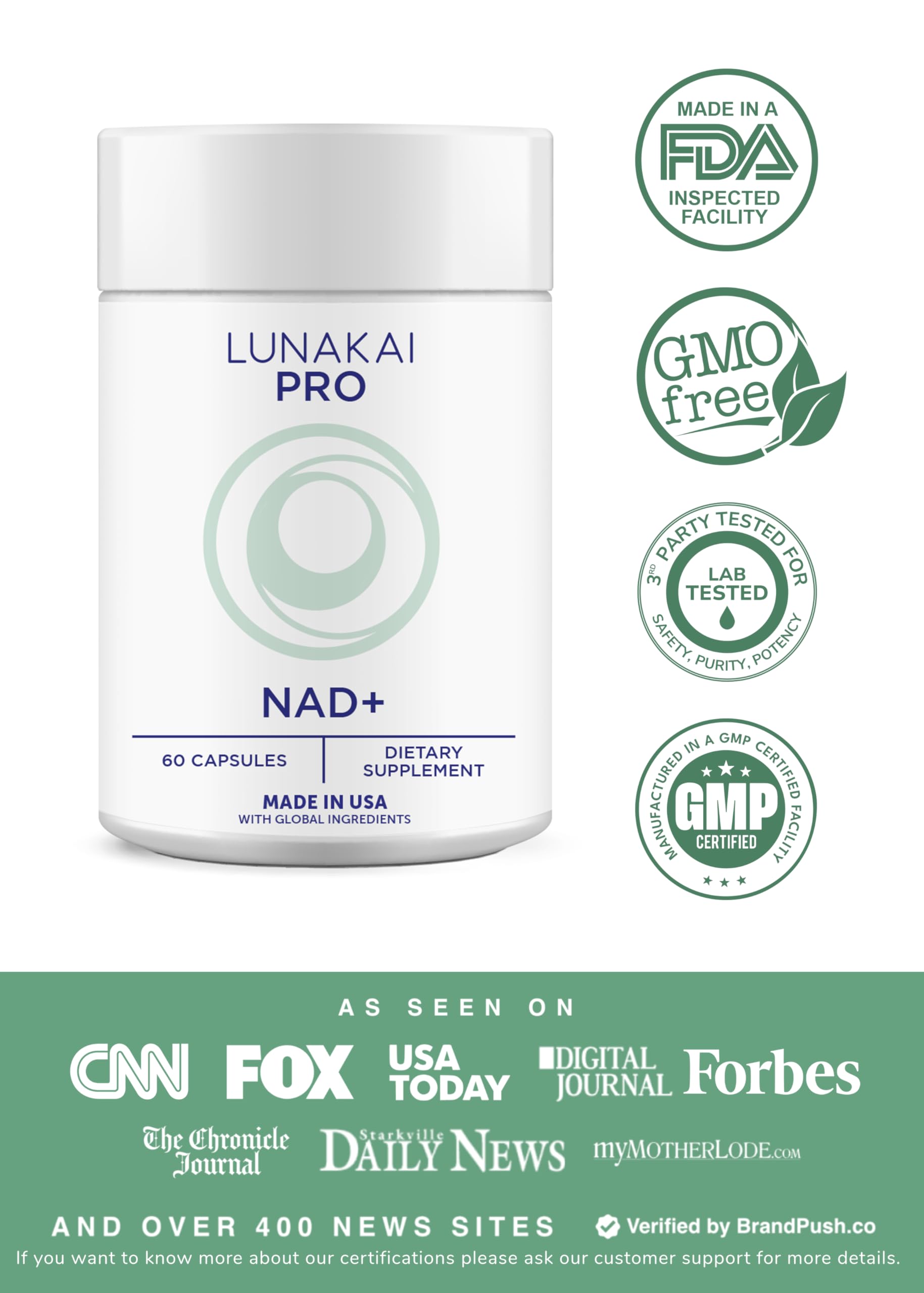 Lunakai PRO USA Made Dual-Pathway NAD+ Formula with NR & Resveratrol – Natural NAD Supplement for Women & Men – Healthy Aging & Cellular Health Support, 60ct Lunakai buy supplements canada