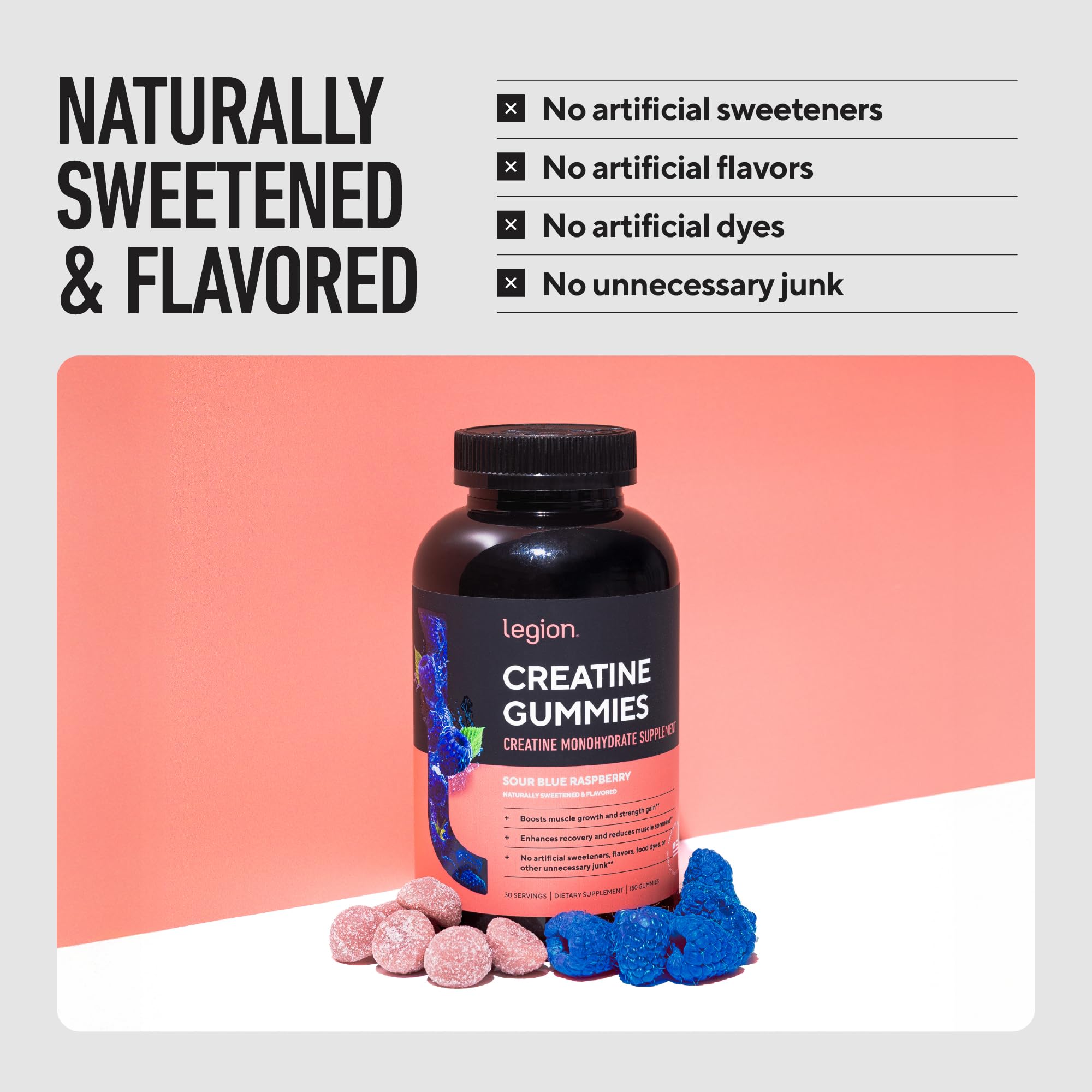 LEGION Creatine Monohydrate Gummies – Clean Chewable Creatine Supplement for Strength, Endurance & Muscle Recovery – 30 Sour Watermelon Flavor Servings LEGION buy supplements canada