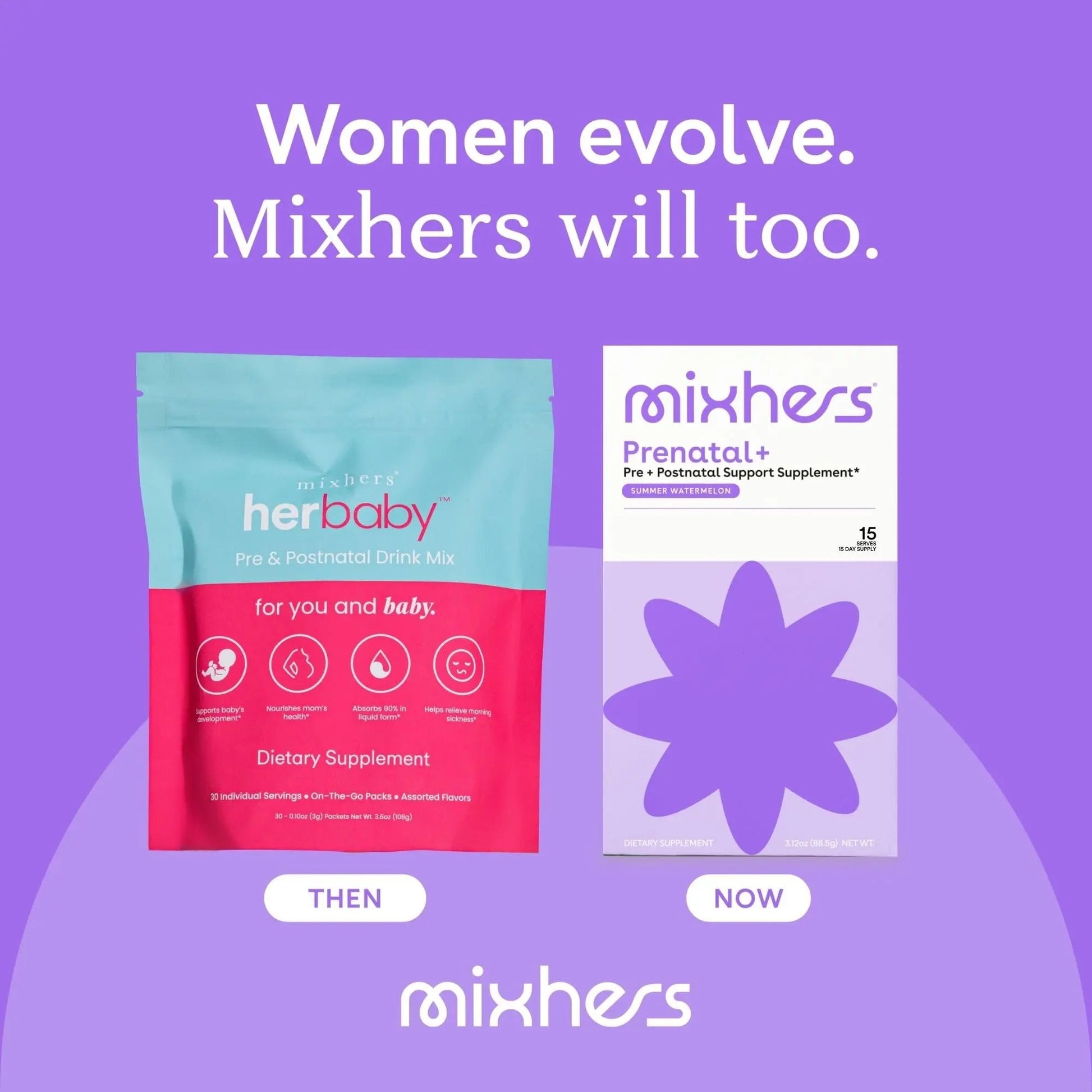 Mixhers Herbaby Pre- & Post-Natal Supplement - Liquid Multivitamin Drink Mix - With Iron, Choline & Methylated Folate MIXHERS buy supplements canada
