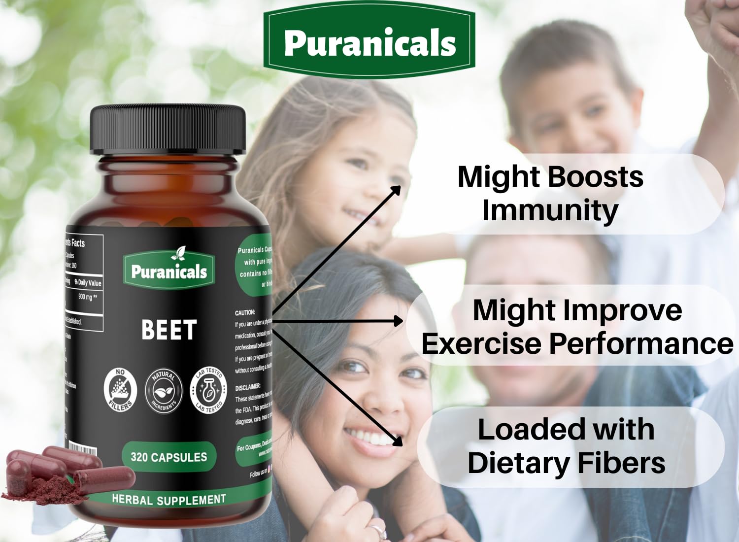 Puranicals Beet Premium 320 Capsules Nitric Oxide Booster | Herbal Supplement | 900 mg Puranicals buy supplements canada