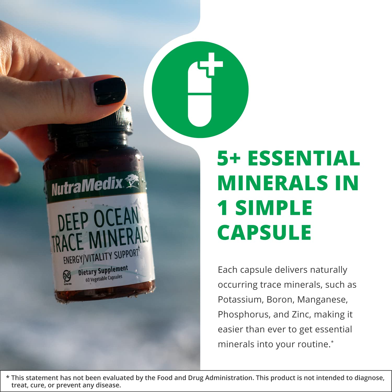NutraMedix Deep Ocean Trace Minerals 1,000mg - Mineral & Energy Supplements - Magnesium, Zinc, Potassium, Boron, Phosphorus & Manganese NutraMedix buy supplements canada