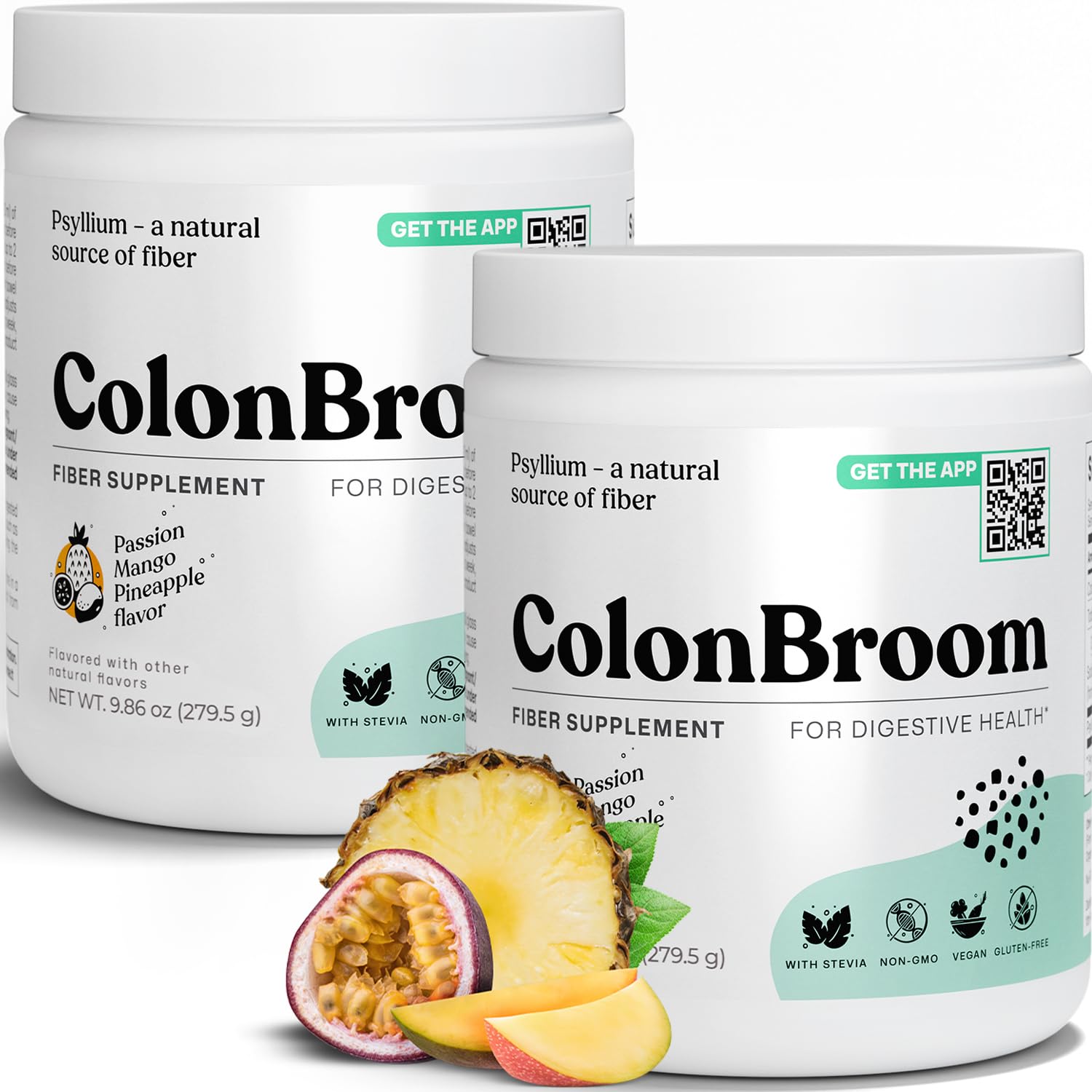 ColonBroom Psyllium Husk Powder with Stevia (Tropical Fruits) - Colon Cleanse for Bloating Relief & Gut Health - Colon Broom Fiber Powder Drink - Vegan Fiber Powder Stevia Supplement, 100 Servings ColonBroom buy supplements canada