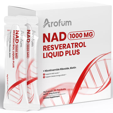 Arofum NAD+ Liquid Supplement 1000mg | 850mg Nicotinamide Riboside with Resveratrol, Quercetin, CoQ10 & Biotin | Cellular Energy, DNA Repair, Healthy Aging | NAD Supplements for Women & Men 30 Packets Arofum buy supplements canada
