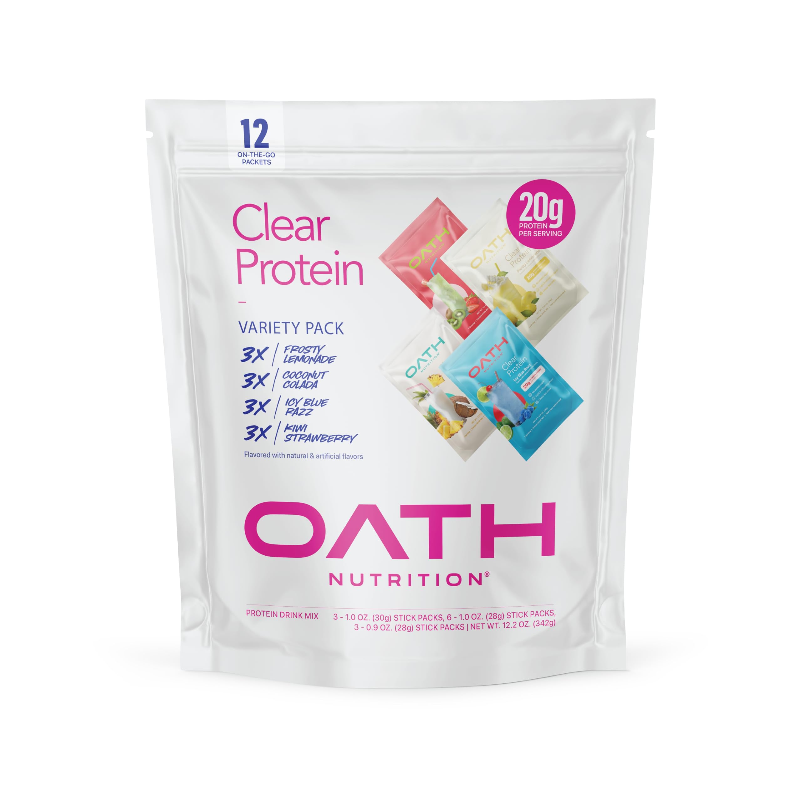 Oath Nutrition Clear Whey Isolate Protein Powder Variety Pack, 12 Pack OATH NUTRITION buy supplements canada