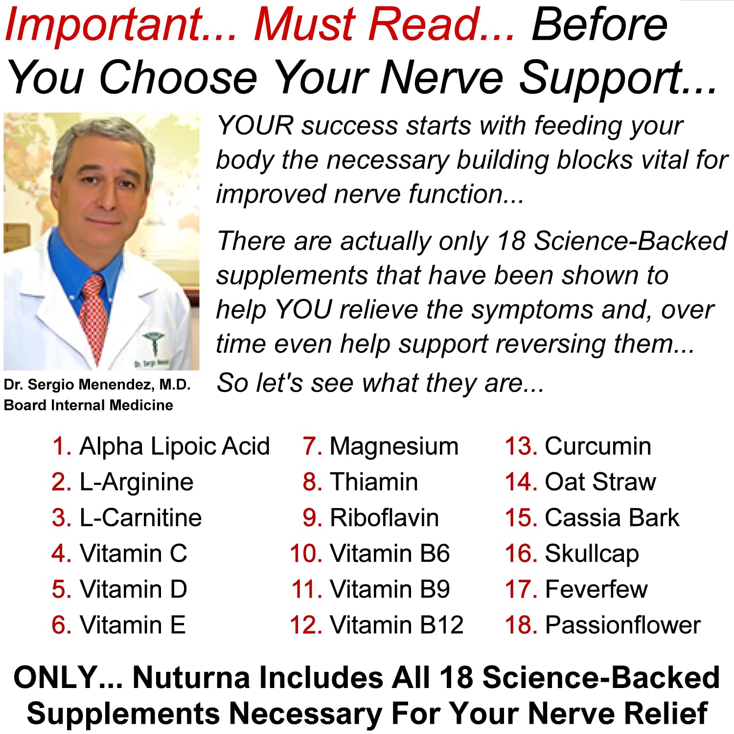 Neuroturna Support Supplement with 1200 mg Pure Alpha Lipoic Acid - Maximum Strength Formula with ALA + Vitamins + Minerals + Herbs - Best Natural Support - 180 Capsules Nuturna buy supplements canada