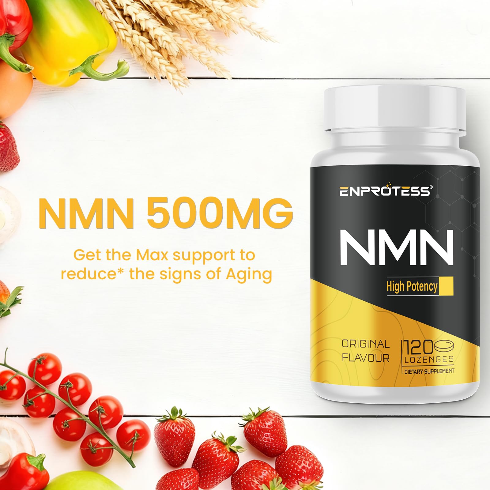 Sublingual NMN 500mg, Max Absorbency & Fast-Acting NMN Supplement（120-Day Supply）, 99% Pure NMN (Nicotinamide Mononucleotide) for NAD, Cell, Immune, Energy, Muscle, Anti-Aging, Longevity, 120 Lozenges Enprotess buy supplements canada