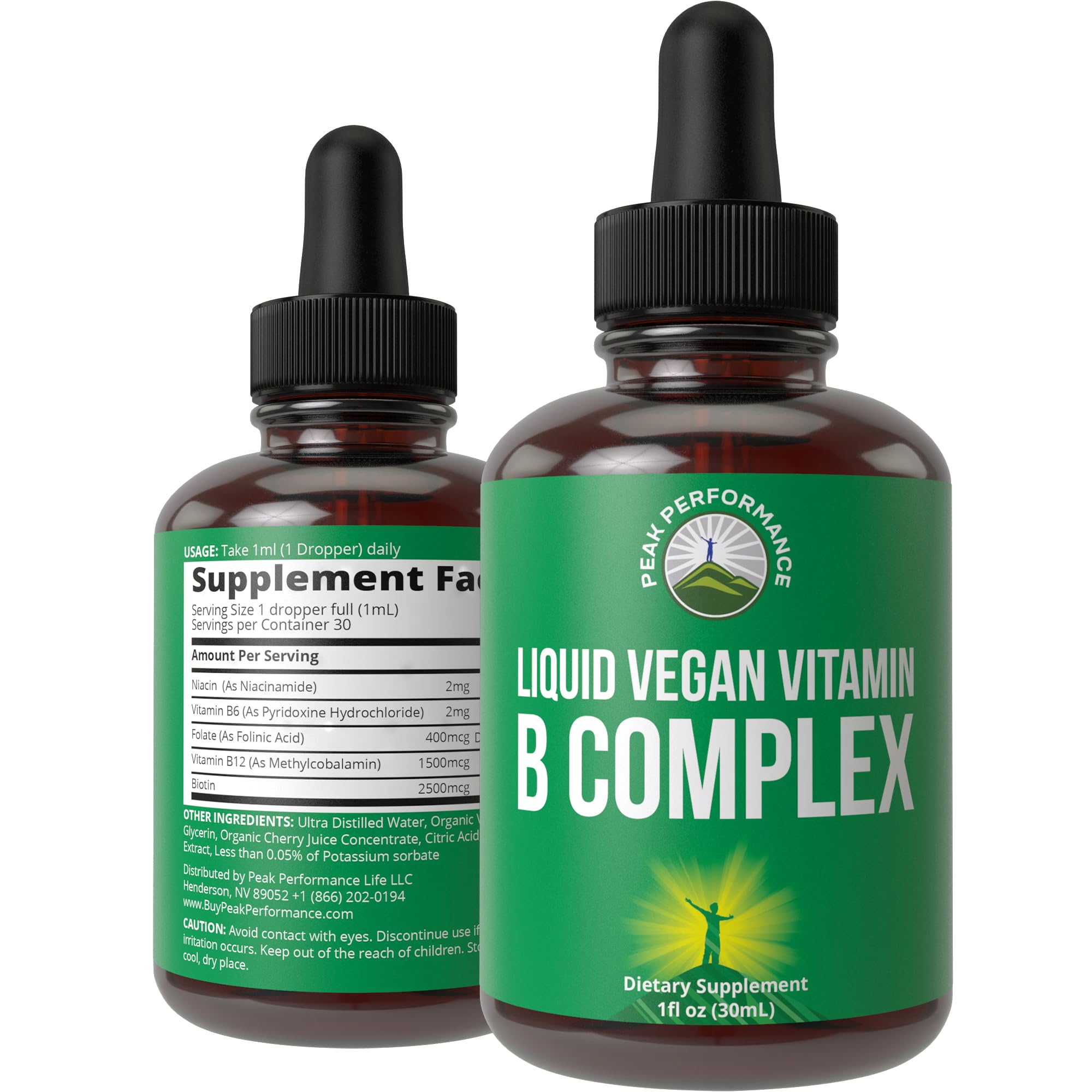 B Complex Liquid Drops Vegan Supplement. Best 5 B Vitamins with B3 Niacin, B6, B7 Biotin, B9 Folate, Methylcobalamin B12. B-Complex for Hair, Skin Nails, Energy. for Adults, Men, Women Peak Performance buy supplements canada