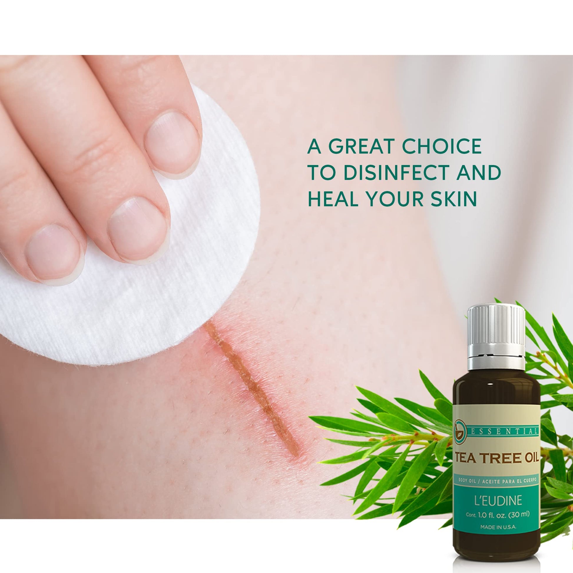 L’EUDINE Tea Tree Oil – 1fl Oz Multipurpose Body Oil for Acne, Toenail Problems, Dandruff, Skin Bites L'eudine buy supplements canada