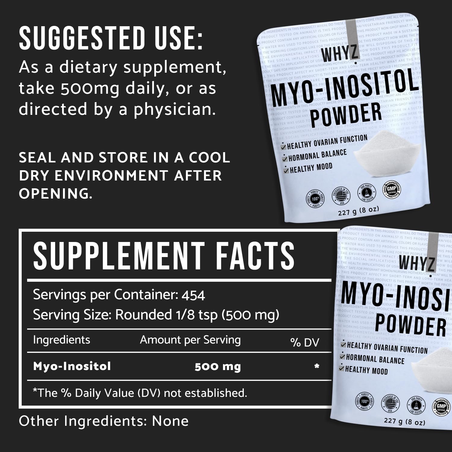 Myo-Inositol Powder 8oz, Natural Myo Inositol Supplement for Ovarian Support WHYZ buy supplements canada