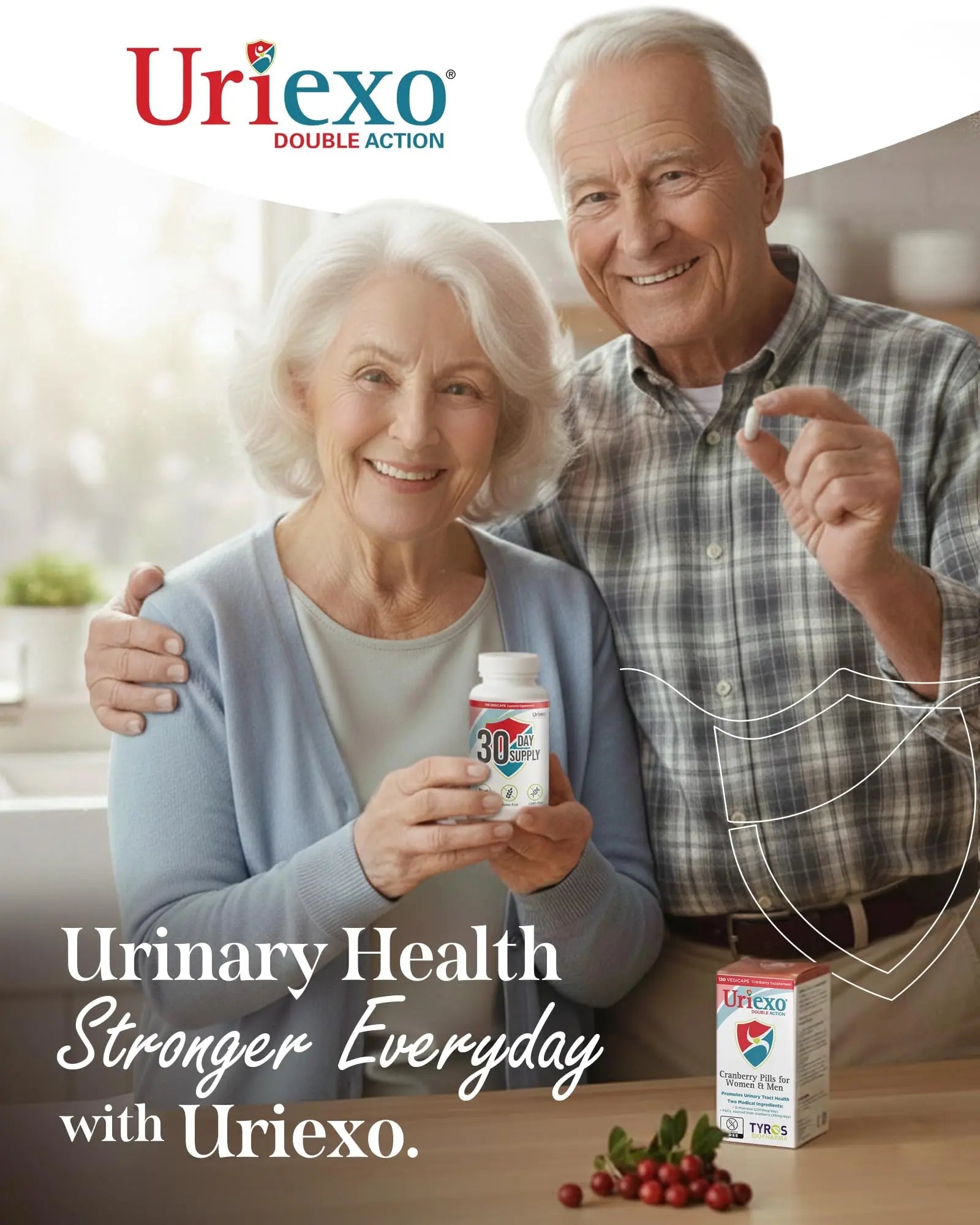 Uriexo Double Action Support Cranberry Pills - Urinary Tract Health Supplement with 36mg Proanthocyanidins PACs & 2000mg D-Mannose, Capsules for Men & Women, Non-Antibiotic Formula, 30 Day Supply Uriexo buy supplements canada