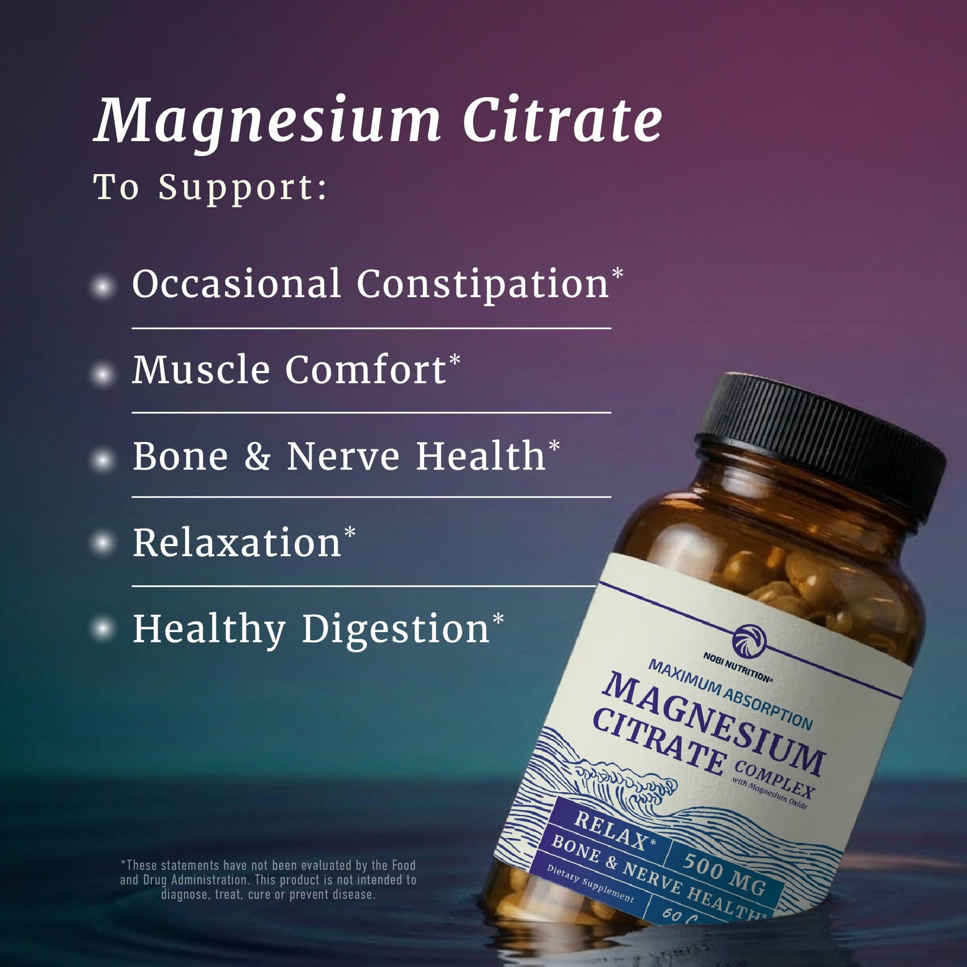 Magnesium Citrate Complex 500 MG for Constipation & Digestion Support | High Absorption Magnesium Supplement | Citrato de Magnesio | Calm & Relaxation Nobi Nutrition buy supplements canada