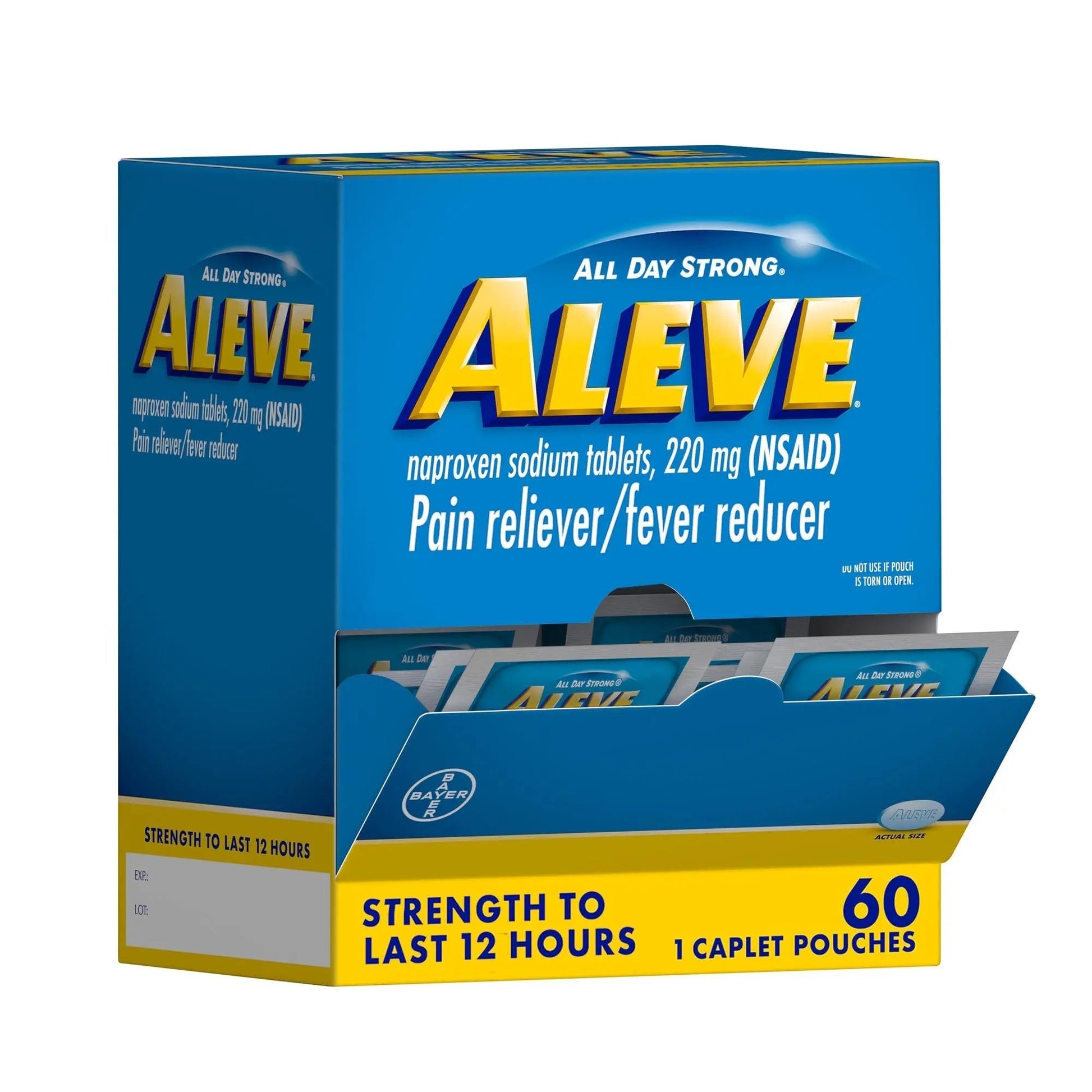 Aleve Pain Reliever & Fever Reducer Naproxen Sodium Caplets, Body and Arthritis Pain Reliever, Medicine for Adults and Children Ages 12 and Up, 60 Individual Pouches Aleve buy supplements canada