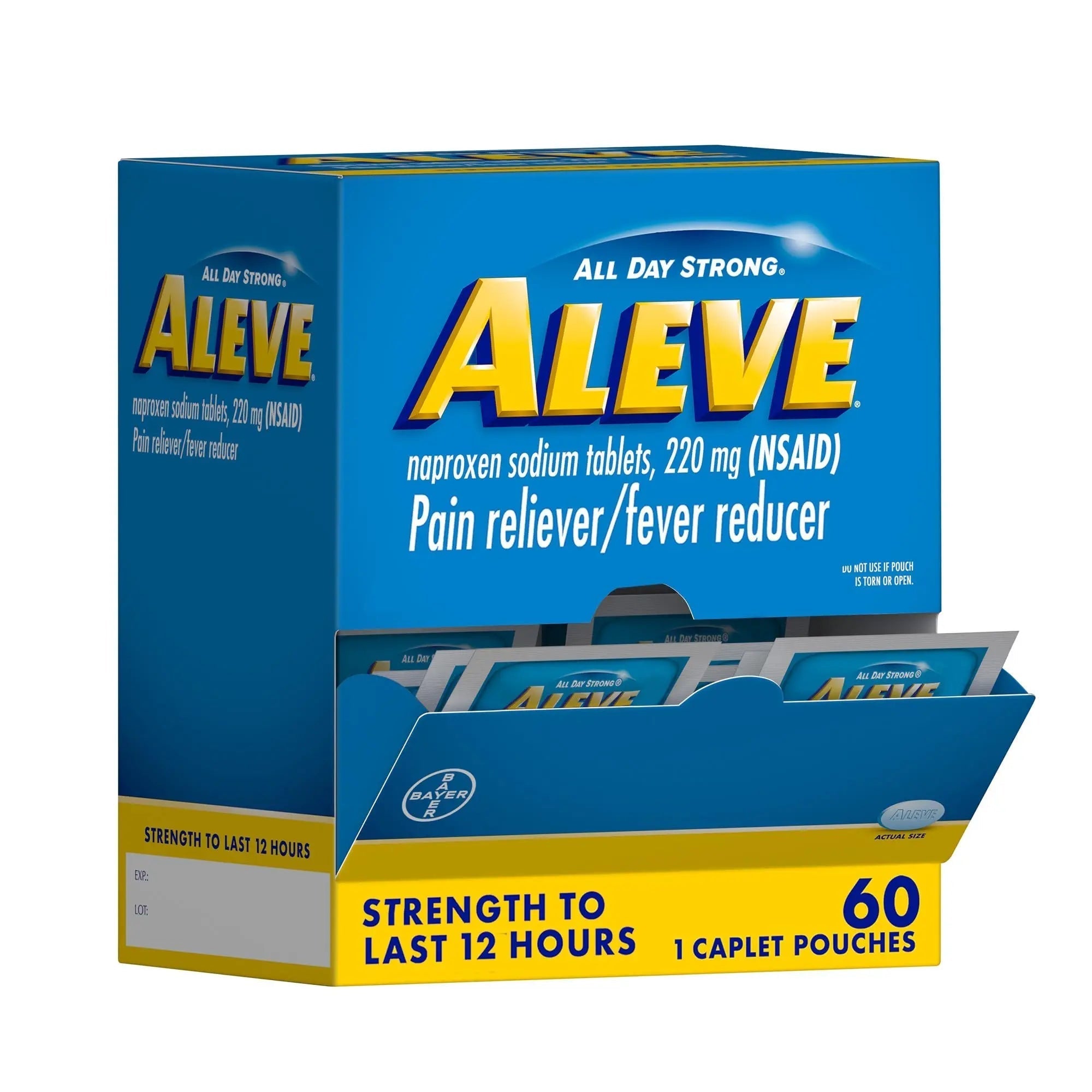 Aleve Pain Reliever & Fever Reducer Naproxen Sodium Caplets, Body and Arthritis Pain Reliever, Medicine for Adults and Children Ages 12 and Up, 60 Individual Pouches Aleve buy supplements canada