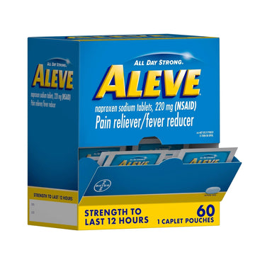 Aleve Pain Reliever & Fever Reducer Naproxen Sodium Caplets, Body and Arthritis Pain Reliever, Medicine for Adults and Children Ages 12 and Up, 60 Individual Pouches Aleve buy supplements canada