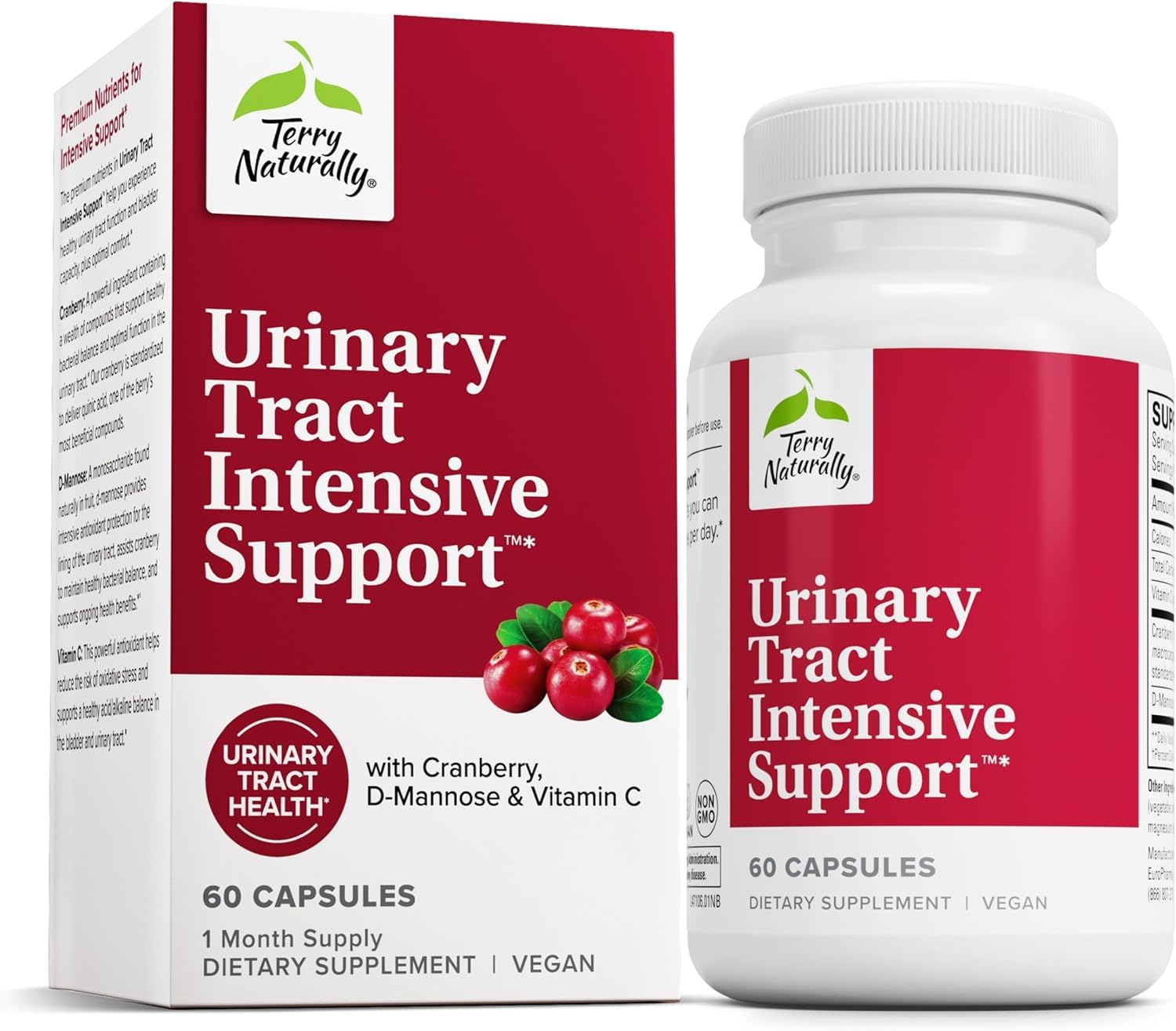 Terry Naturally Urinary Tract Intensive Support - Supplement with Cranberry for Bladder Health Support - Kidney Health Supplement with D-Mannose & Vitamin C - 60 Capsules (30 Servings) Terry Naturally buy supplements canada
