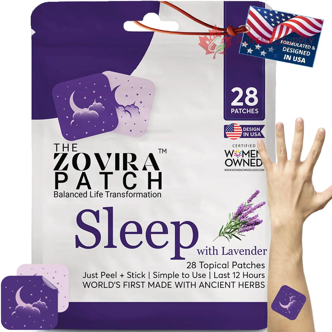 Zovira Sleep Patches for Adults, Melatonin Free with Lavender & Magnesium | Time-Release Transdermal, Aromatherapy Sleep Aid | Non-Habit Forming, Hypoallergenic, All-Night Restorative Sleep | 28 Count ZOVIRA buy supplements canada