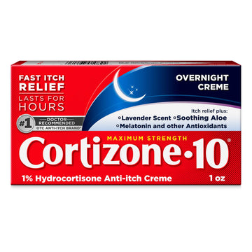 Cortizone-10 Maximum Strength Overnight Itch Relief Cream, 1% Hydrocortisone, Fast-Acting, Lavender Scented Anti-Itch Cream for Bug Bites, Rash, Eczema, Psoriasis, Poison Ivy, Oak, Sumac, 1 oz Cortizone 10 buy supplements canada