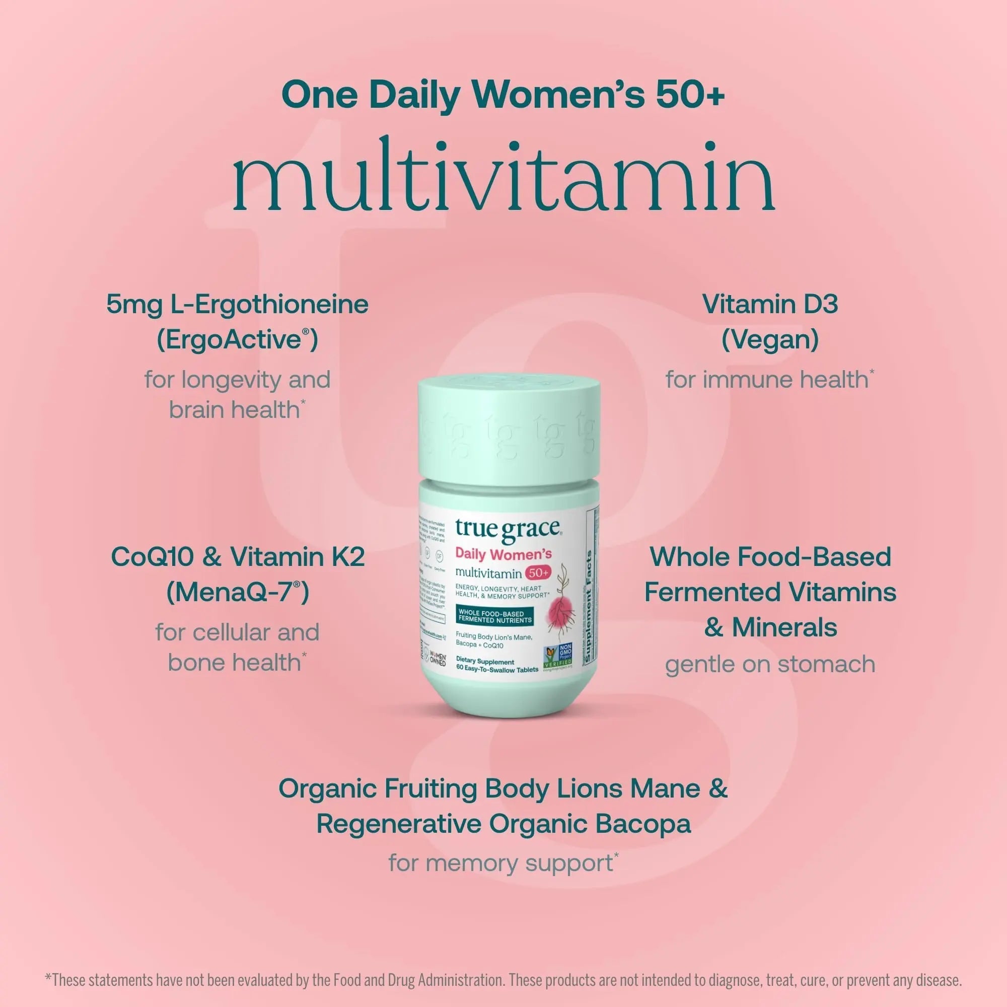 True Grace Daily Women’s Multivitamin 50+ - 60 Easy-to-Swallow Tablets - Immune, Energy, Longevity & Memory Support True Grace buy supplements canada