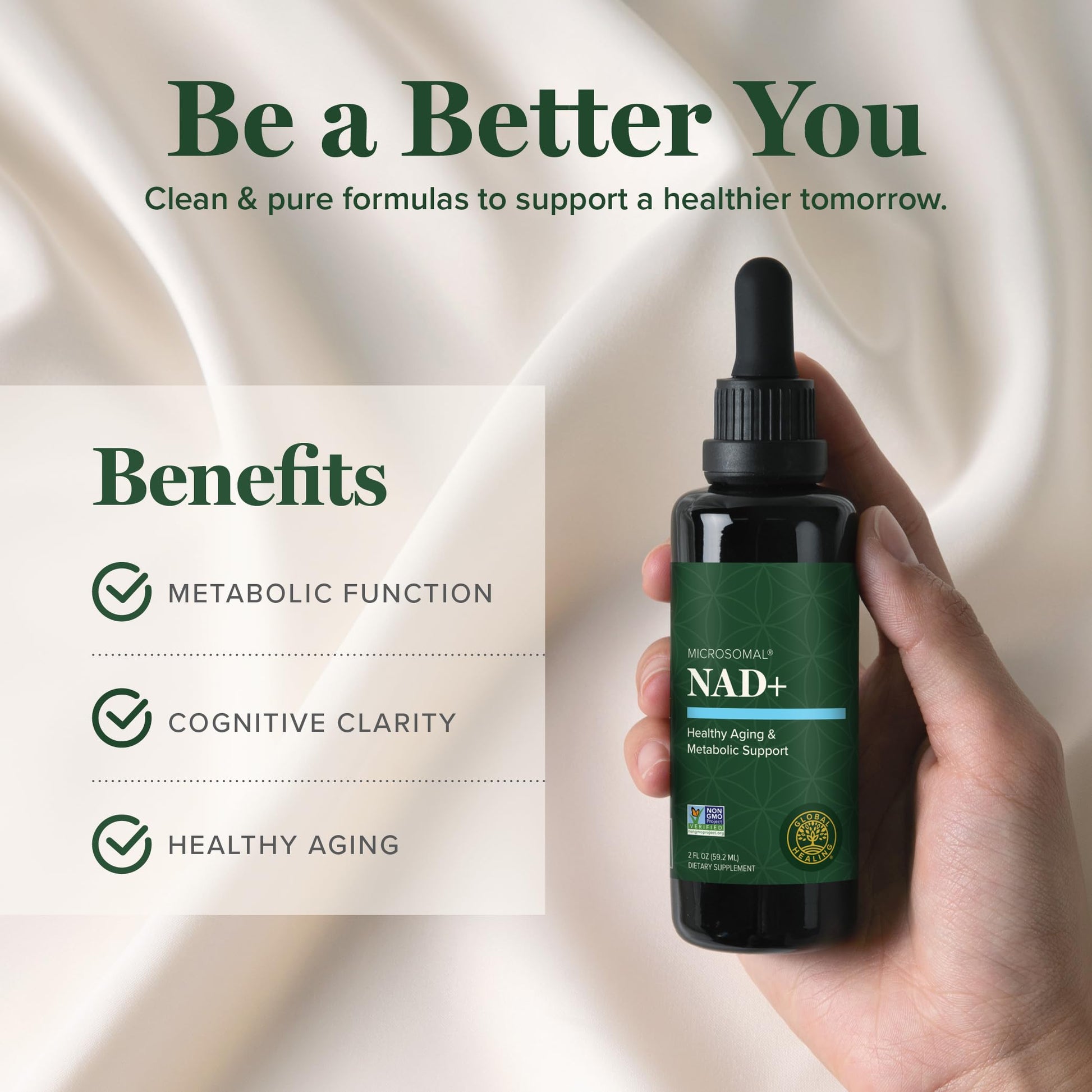 Global Healing Premium NAD+ Liquid Supplement - Sublingual NAD Drops - Liposomal NAD Plus Serum for Cellular Renewal - Nicotinamide Riboside Formula for Men & Women (2 Oz) Global Healing Center buy supplements canada
