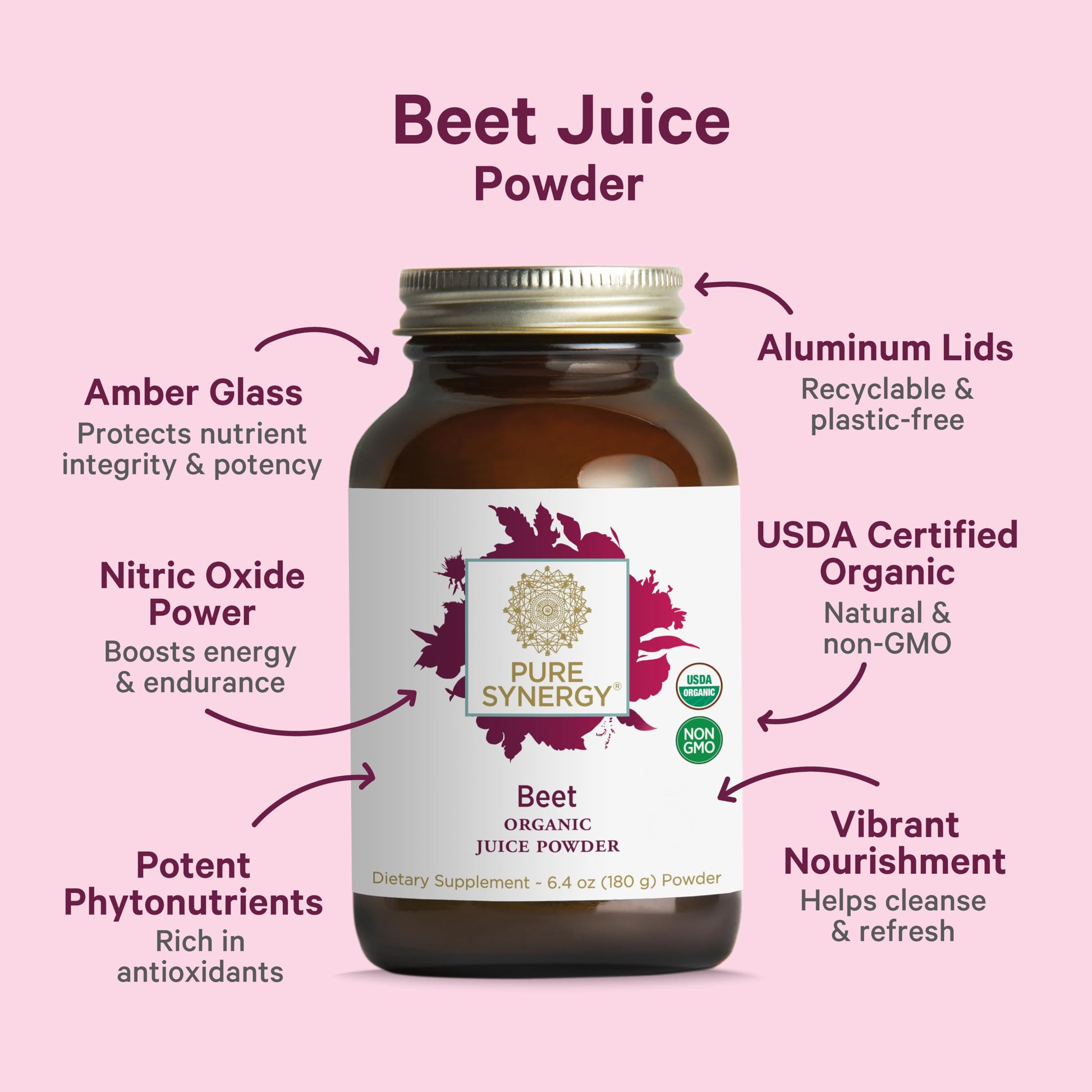PURE SYNERGY Organic Beet Juice Powder | Pre-Workout Supplement | Organic Beet Root Juice Powder | for Healthy Circulation, Exercise, and Detoxification (6.4 oz.) PURE SYNERGY buy supplements canada