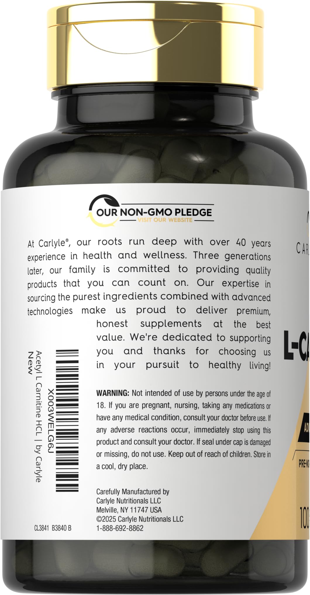 Carlyle Acetyl L-Carnitine HCL | 1000mg | 100 Capsules | Advanced Athlete Formula | Pre-Workout Supplement | Non-GMO & Gluten Free Carlyle buy supplements canada