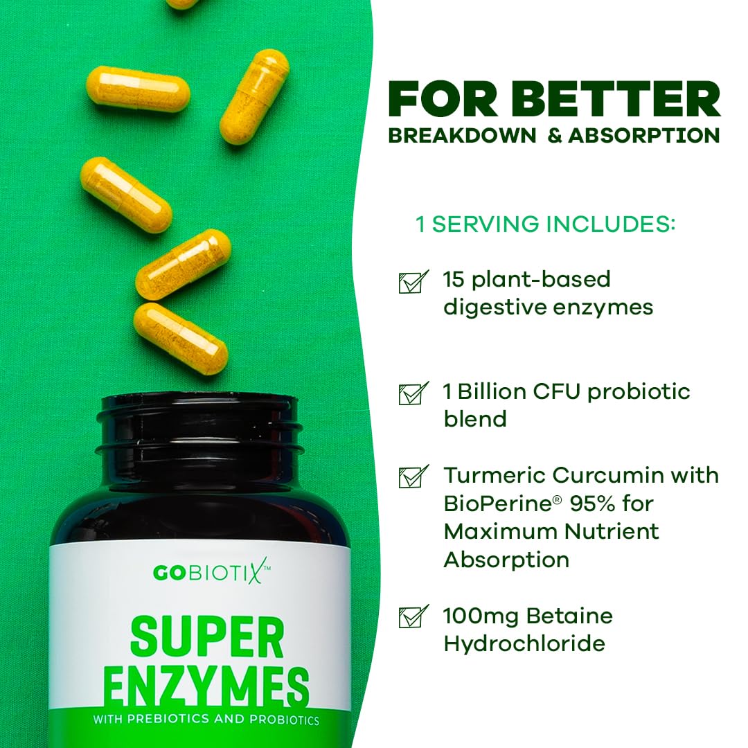 GOBIOTIX Digestive Enzymes Supplement with Prebiotics and Probiotics for Women and Men - Gut Health, Gluten Digestion, Lactose Absorption GOBIOTIX buy supplements canada