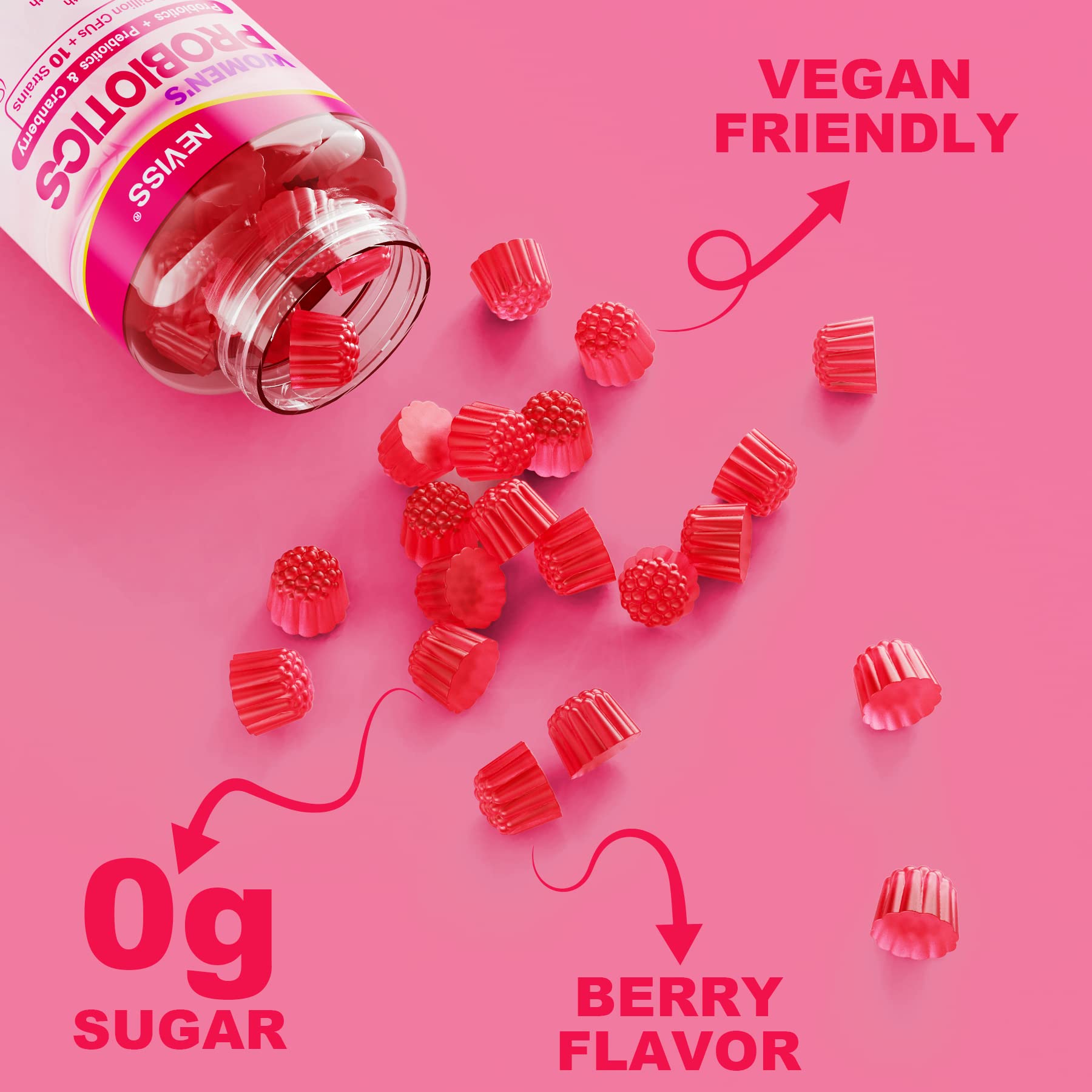 Probiotics for Women Gummies, Sugar Free Vaginal Probiotics 50 Billion CFU 10 Strains w/ Cranberry NEVISS buy supplements canada