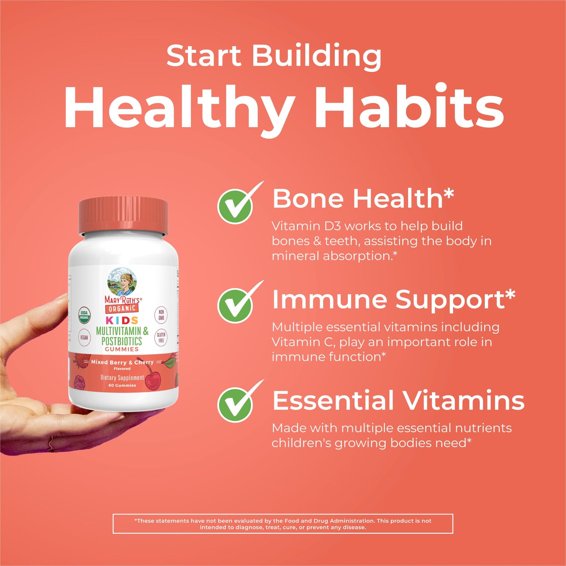 Kids Vitamins by MaryRuth's | USDA Organic | Multivitamin Gummies + Postbiotics for Ages 4+ | Multivitamin for Kids with Lactobacillus Rhamnosus | MaryRuth Organics buy supplements canada