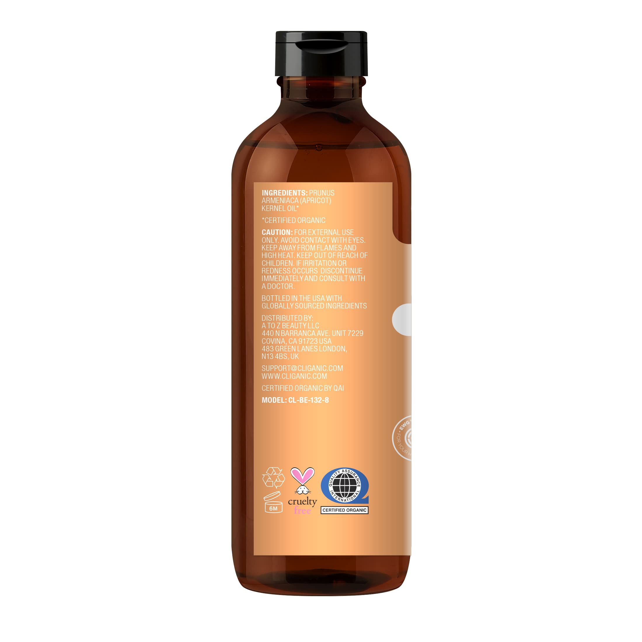Cliganic Organic Apricot Oil, 100% Pure (8oz) - For Skin, Hair & Face | Natural Cold Pressed Unrefined Cliganic buy supplements canada